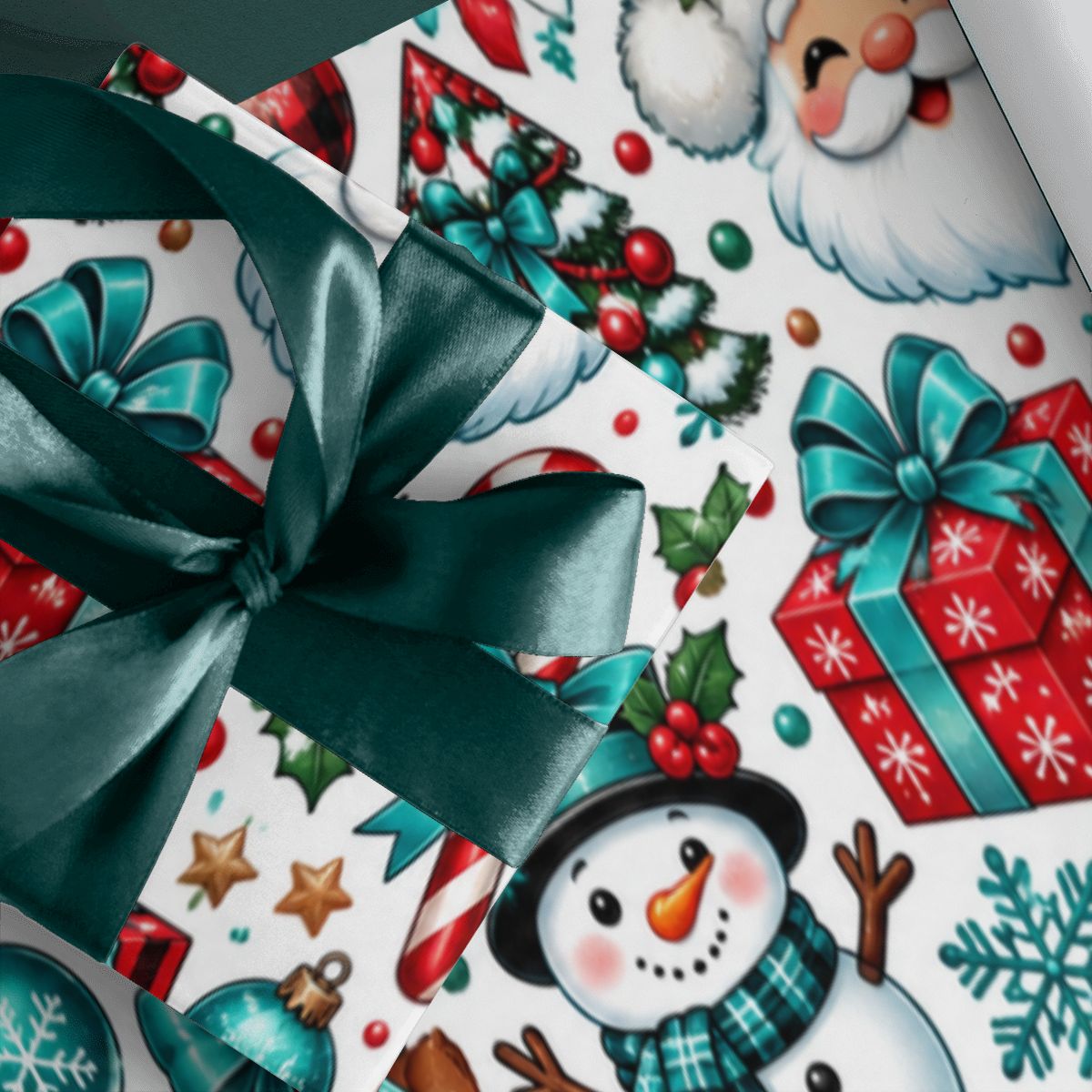 3Pack Gift Wrapping Paper Sheets santa and deer