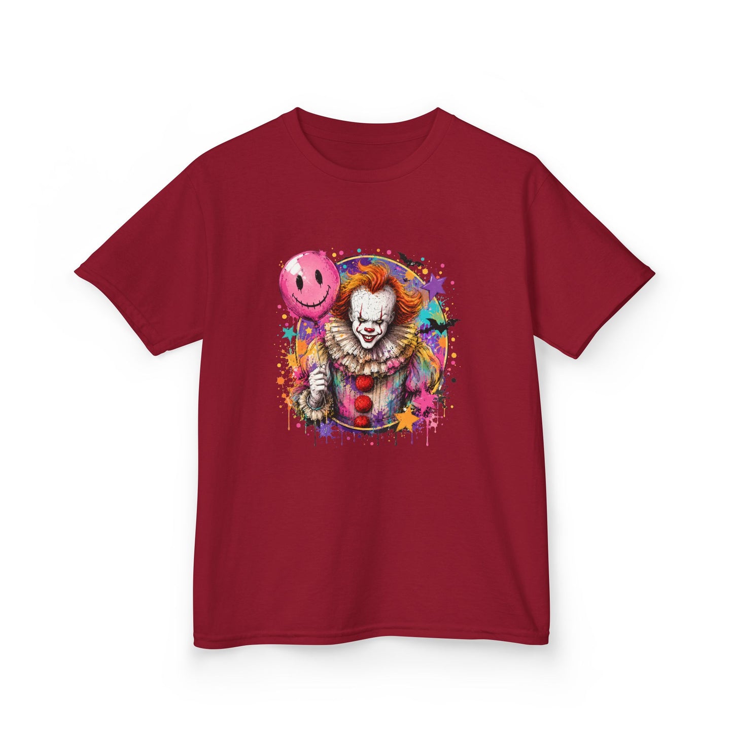 Kids Clown Horror T-Shirt — Colorful Scary Clown with Balloon Halloween Tee