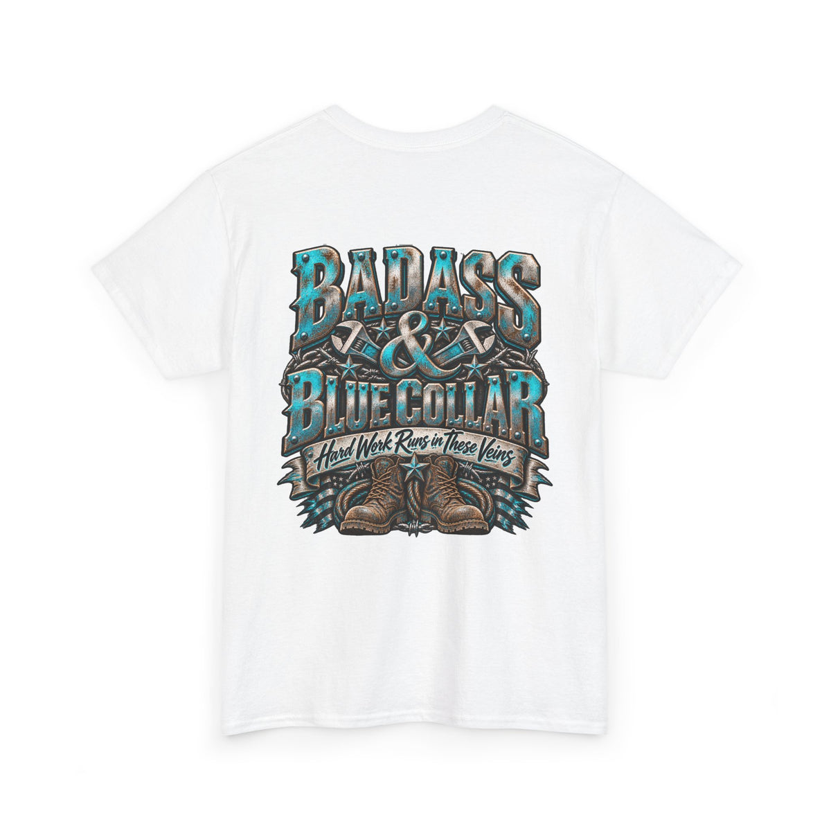 Badass Blue Collar Tee — 'Badass & Blue Collar' Workwear Graphic T‑Shirt