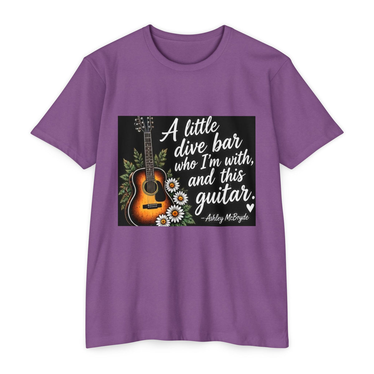 Guitar & Daisies T-Shirt — "A little dive bar who I’m with, and this guitar" Acoustic Music Tee