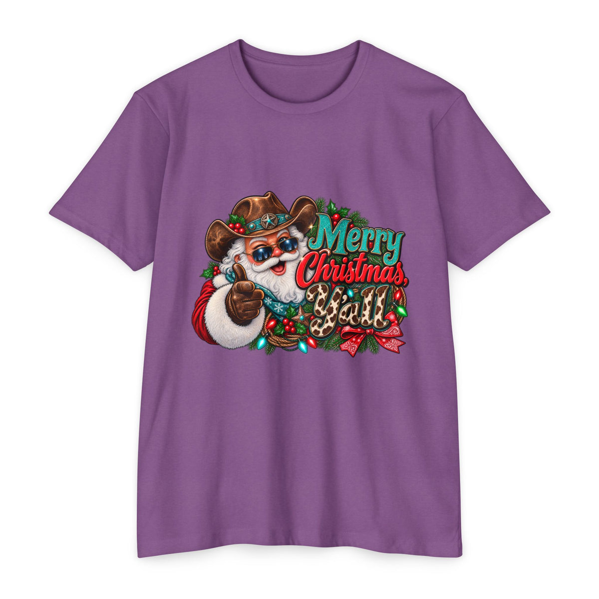 Christmas Cowboy Santa T-Shirt — "Merry Christmas Y'all" Holiday Tee