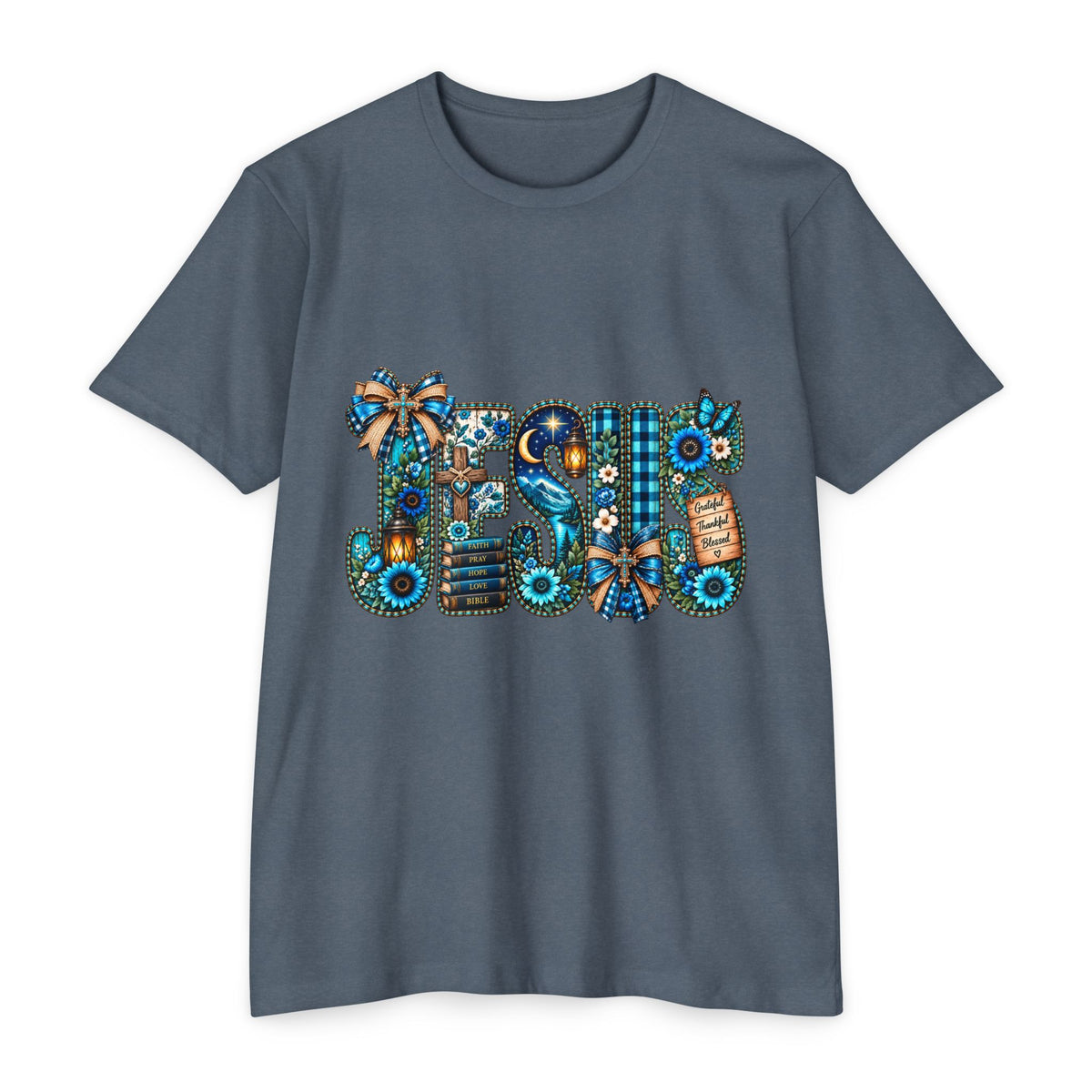 T-Shirt — Rustic Floral 'Blessed' Graphic Tee