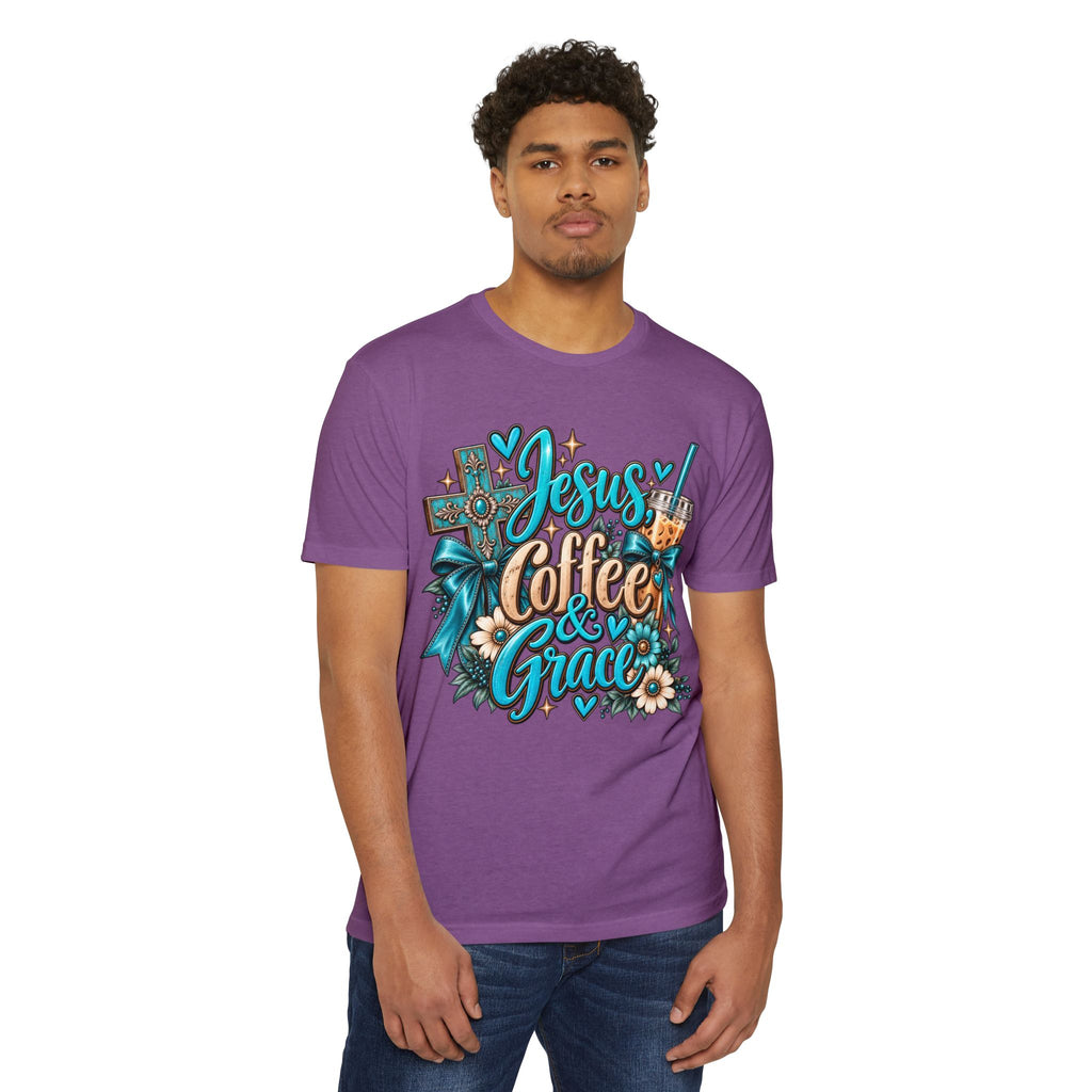 Jesus, Coffee & Grace T-Shirt — Christian Faith Coffee Tee