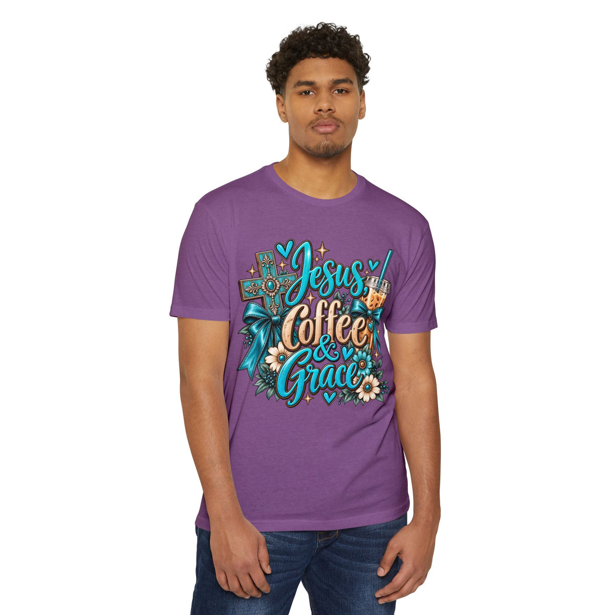Jesus, Coffee & Grace T-Shirt — Christian Faith Coffee Tee