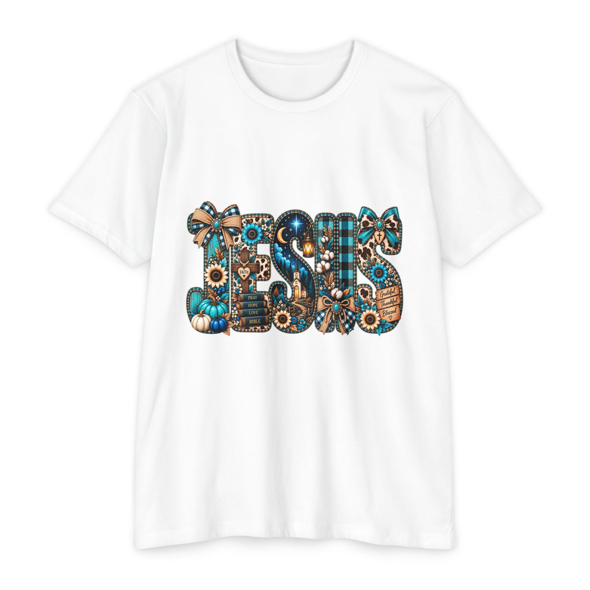 Fall Mom T‑Shirt — Rustic Sunflower & Plaid 'MOM' Graphic