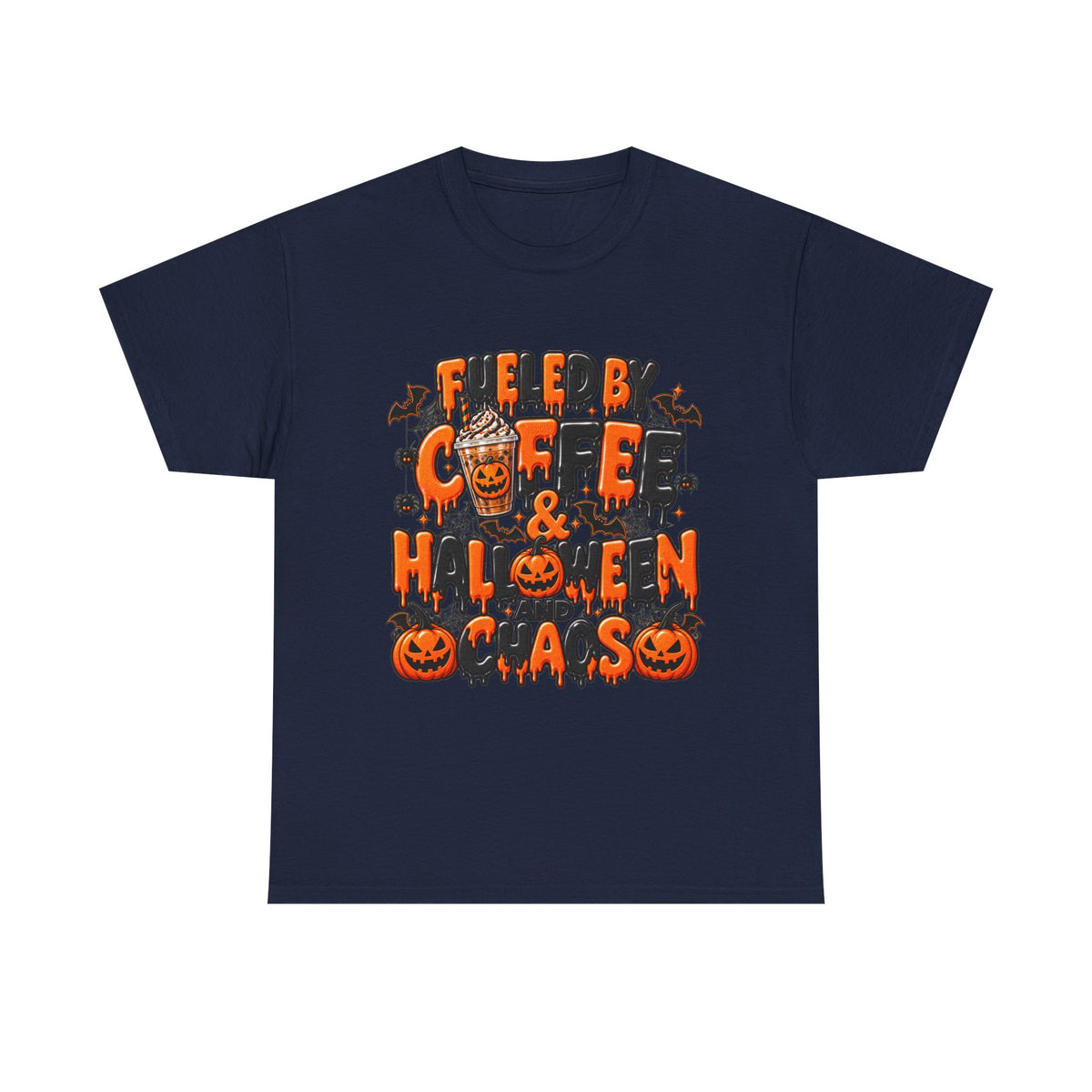 Halloween Coffee Tee — "Free Coffee & Halloween Gas" Spooky Pumpkin Shirt