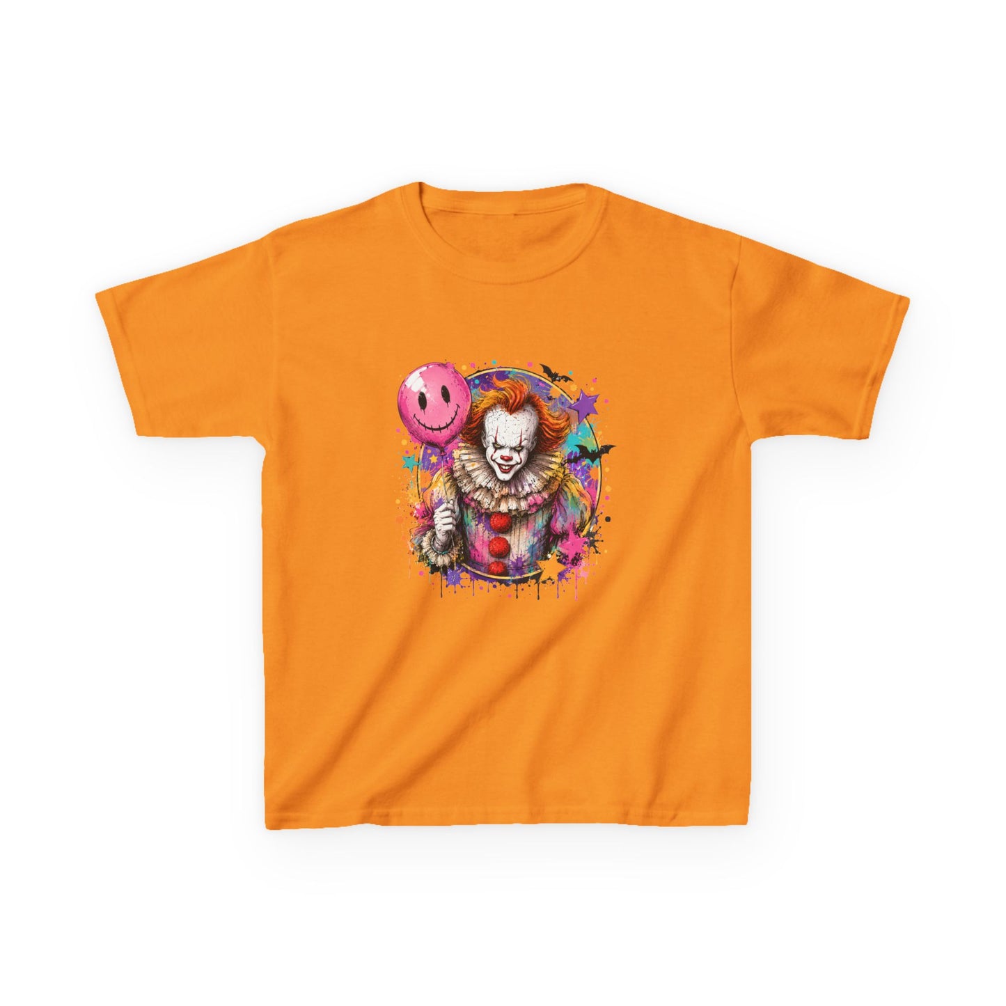 Kids Clown Horror T-Shirt — Colorful Scary Clown with Balloon Halloween Tee