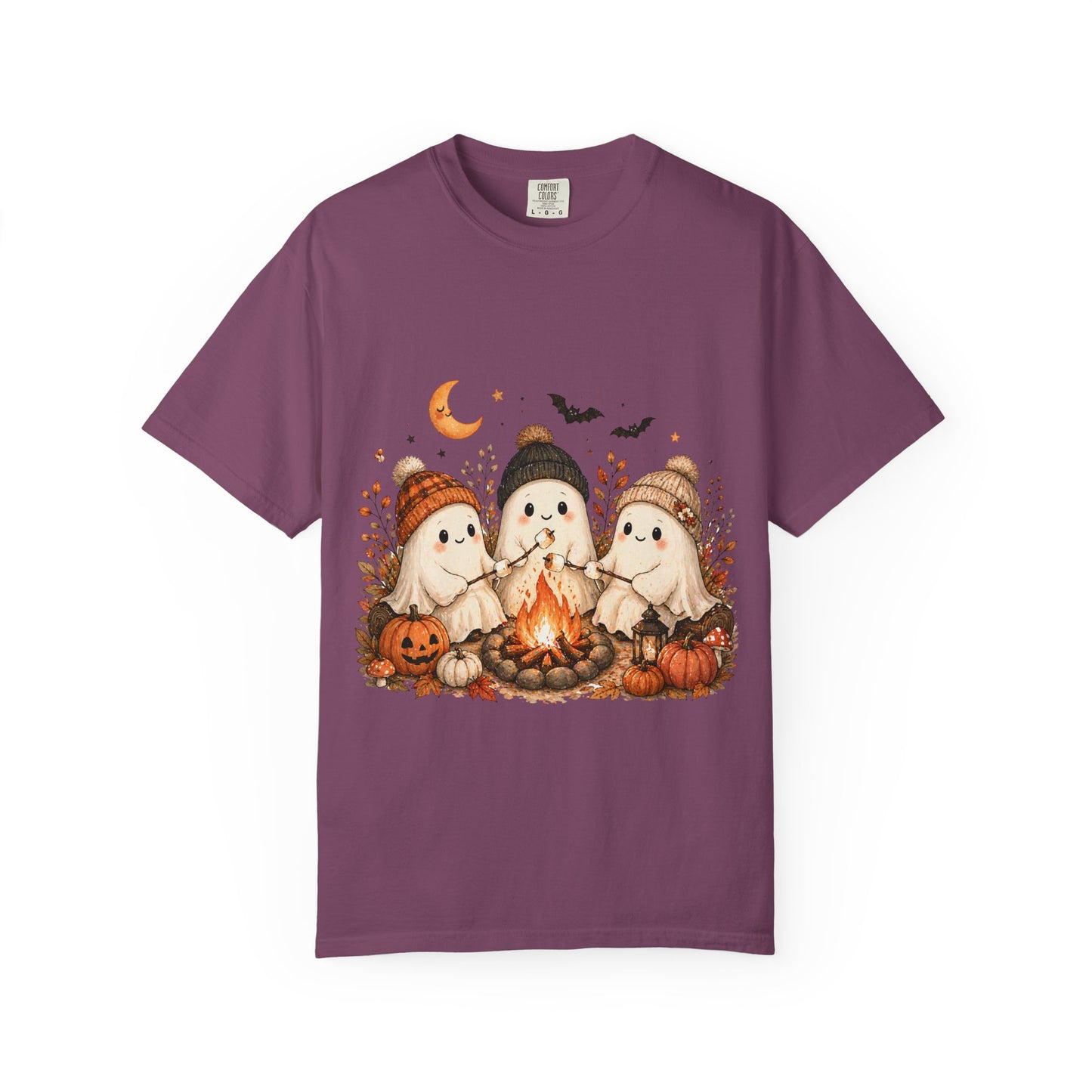 Halloween Ghost Trio Campfire T-Shirt — Cute Spooky Pumpkin Tee