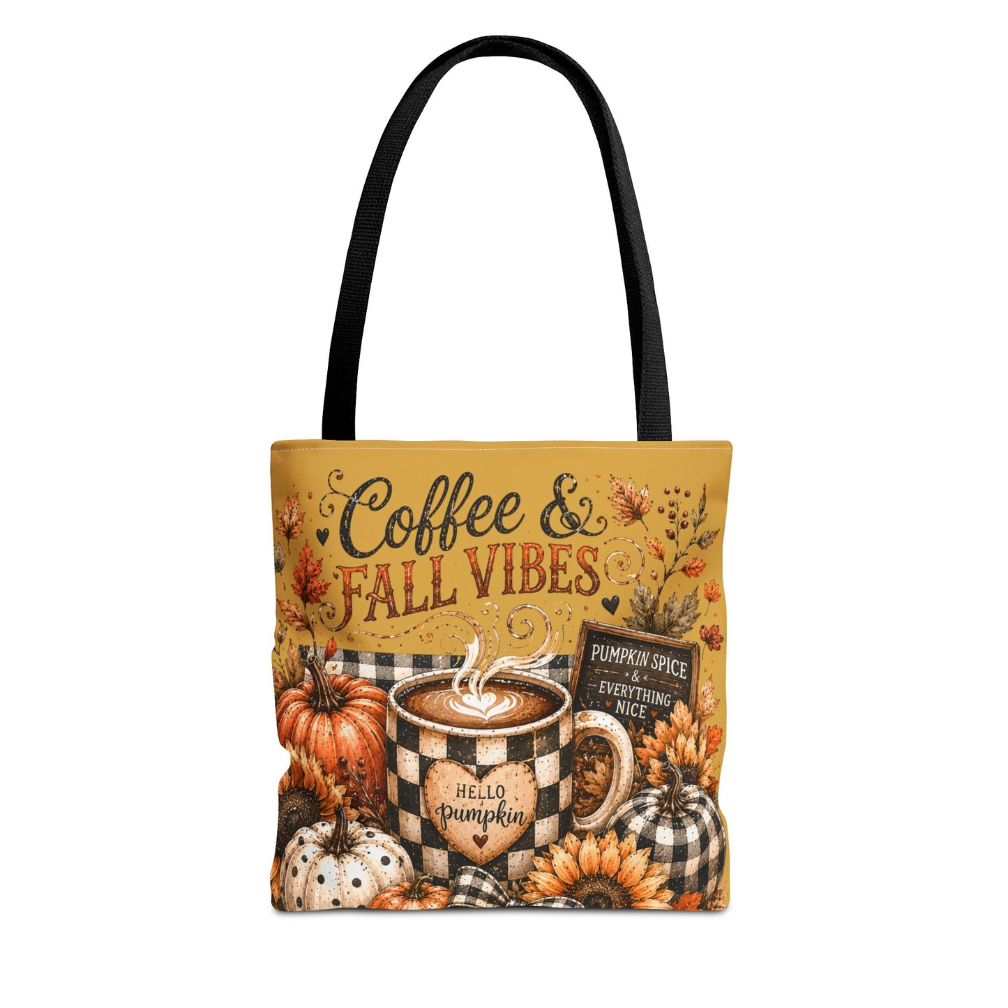 Fall Vibes Coffee Tote Bag — Autumn Pumpkin Sunflower Market Tote