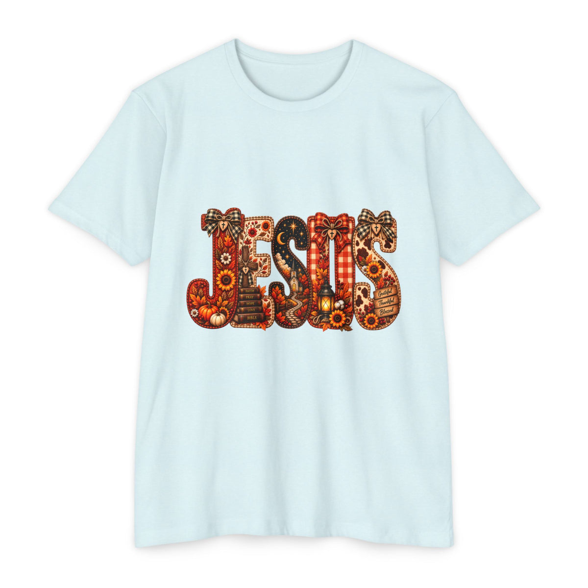 Jesus Floral Pattern T-Shirt — Vintage Boho Christian Tee