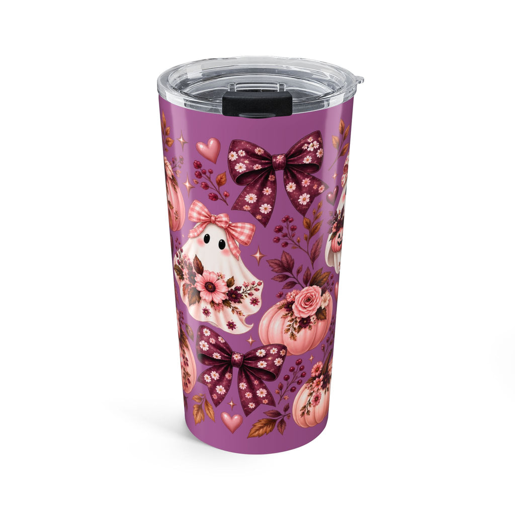 20oz Ghost & Bows Tumbler — Cute Floral Halloween Travel Cup