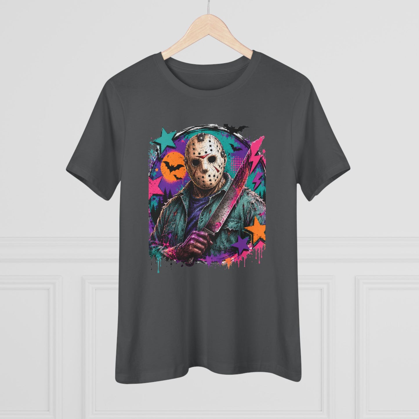Horror Retro Jason Tee — Neon Slasher Halloween Women’s T-Shirt
