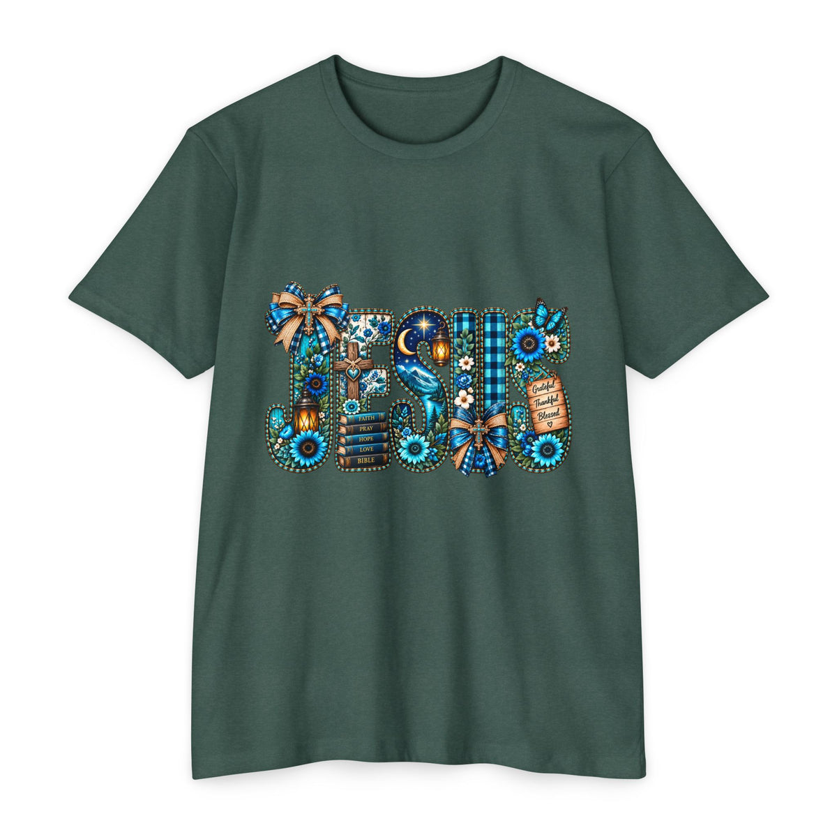 T-Shirt — Rustic Floral 'Blessed' Graphic Tee