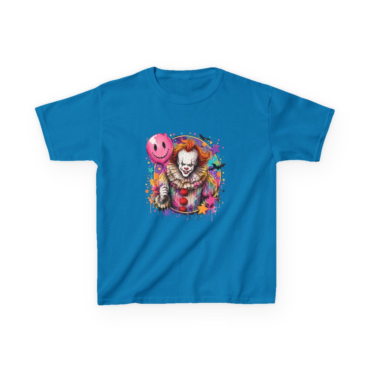 Kids Clown Horror T-Shirt — Colorful Scary Clown with Balloon Halloween Tee