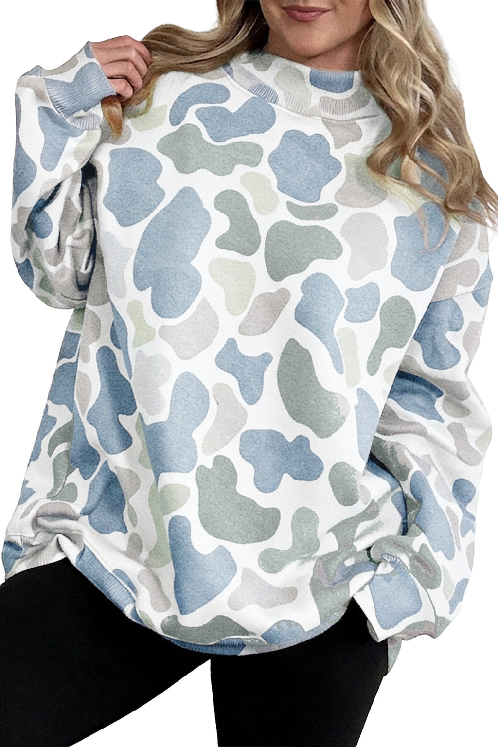 Multicolour Camouflage Western Style Pullover Sweatshirt
