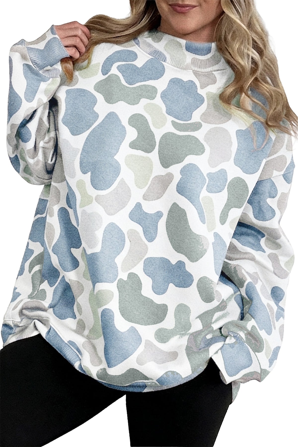 Multicolour Camouflage Western Style Pullover Sweatshirt