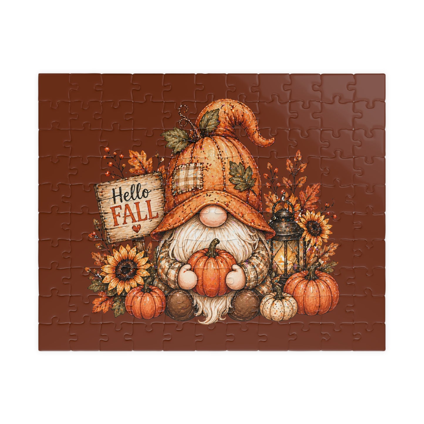 Hello Fall Gnome Pumpkin Puzzle — Autumn Jigsaw (110/252/520/1014 pcs)
