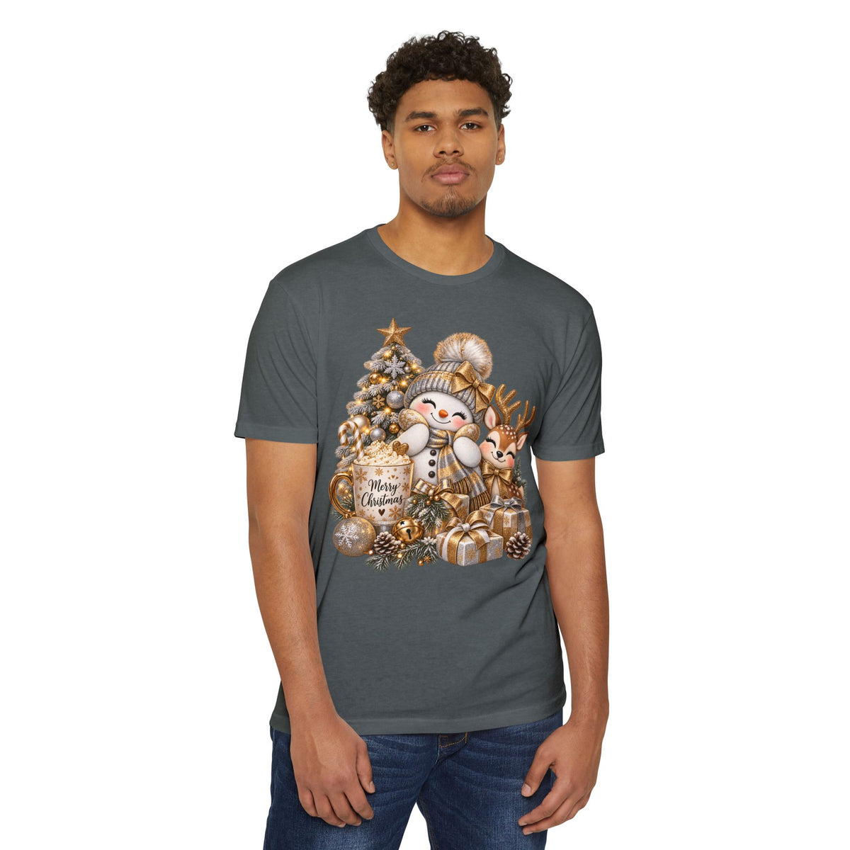 Christmas Snowman & Reindeer Tee — Merry Christmas Holiday T-Shirt