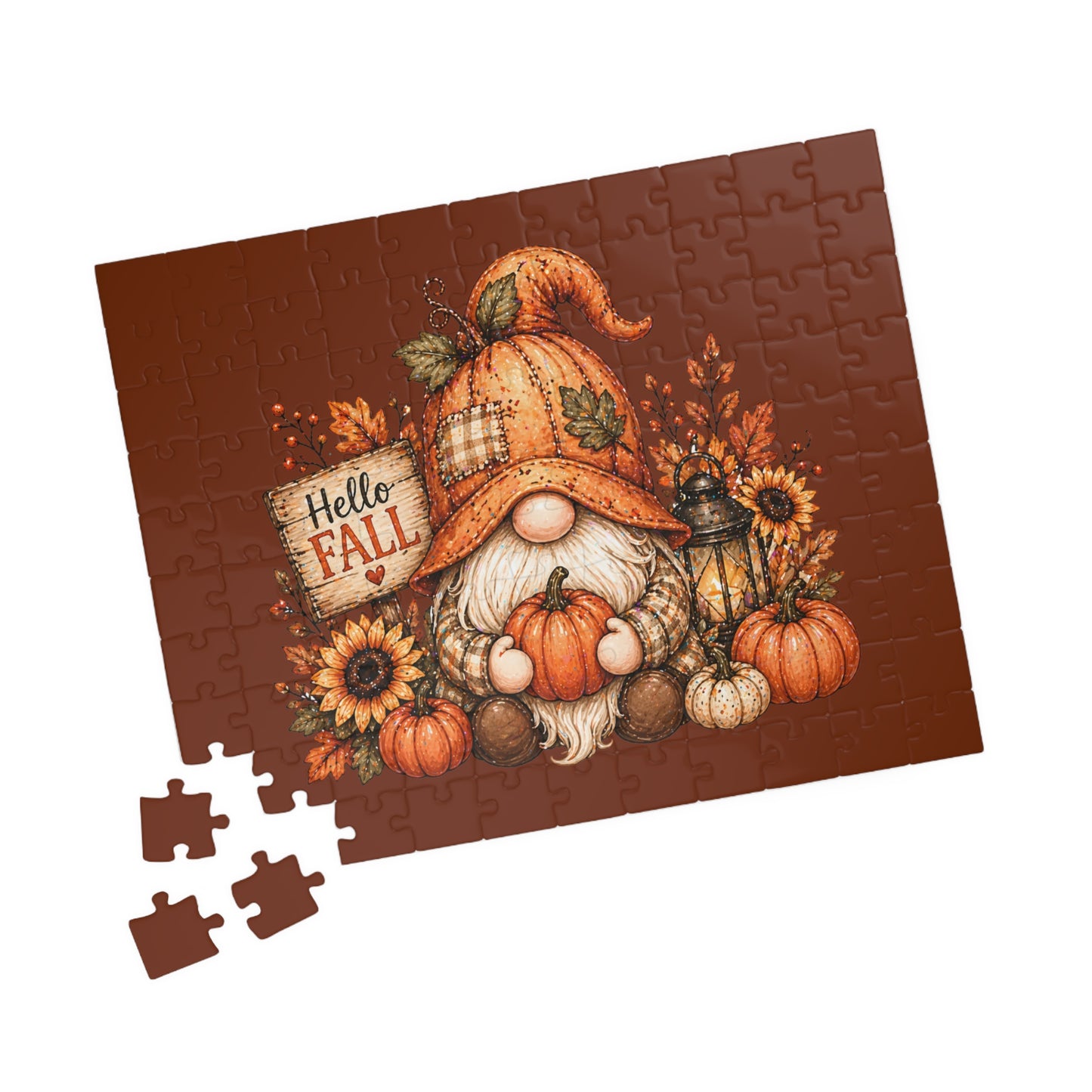 Hello Fall Gnome Pumpkin Puzzle — Autumn Jigsaw (110/252/520/1014 pcs)