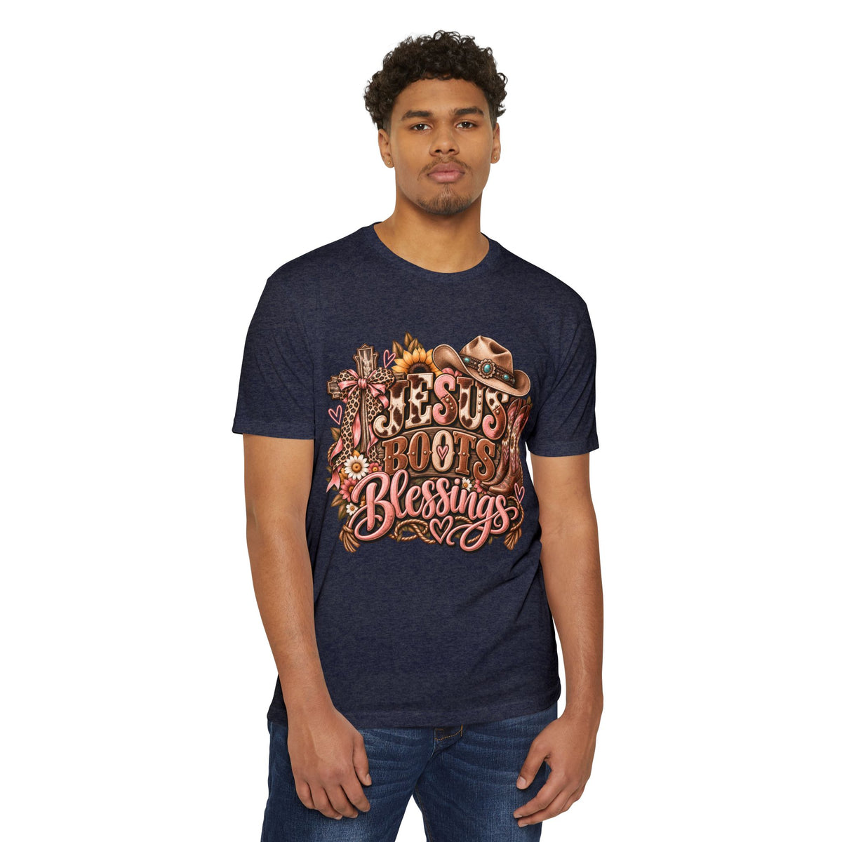 Jesus Boots & Blessings T-Shirt — Western Faith Cowboy Graphic Tee