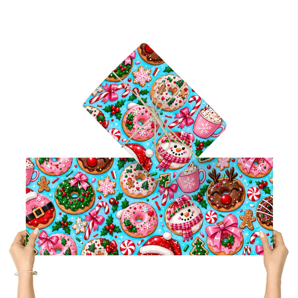 3Pack Gift Wrapping Paper Sheets christmas donut