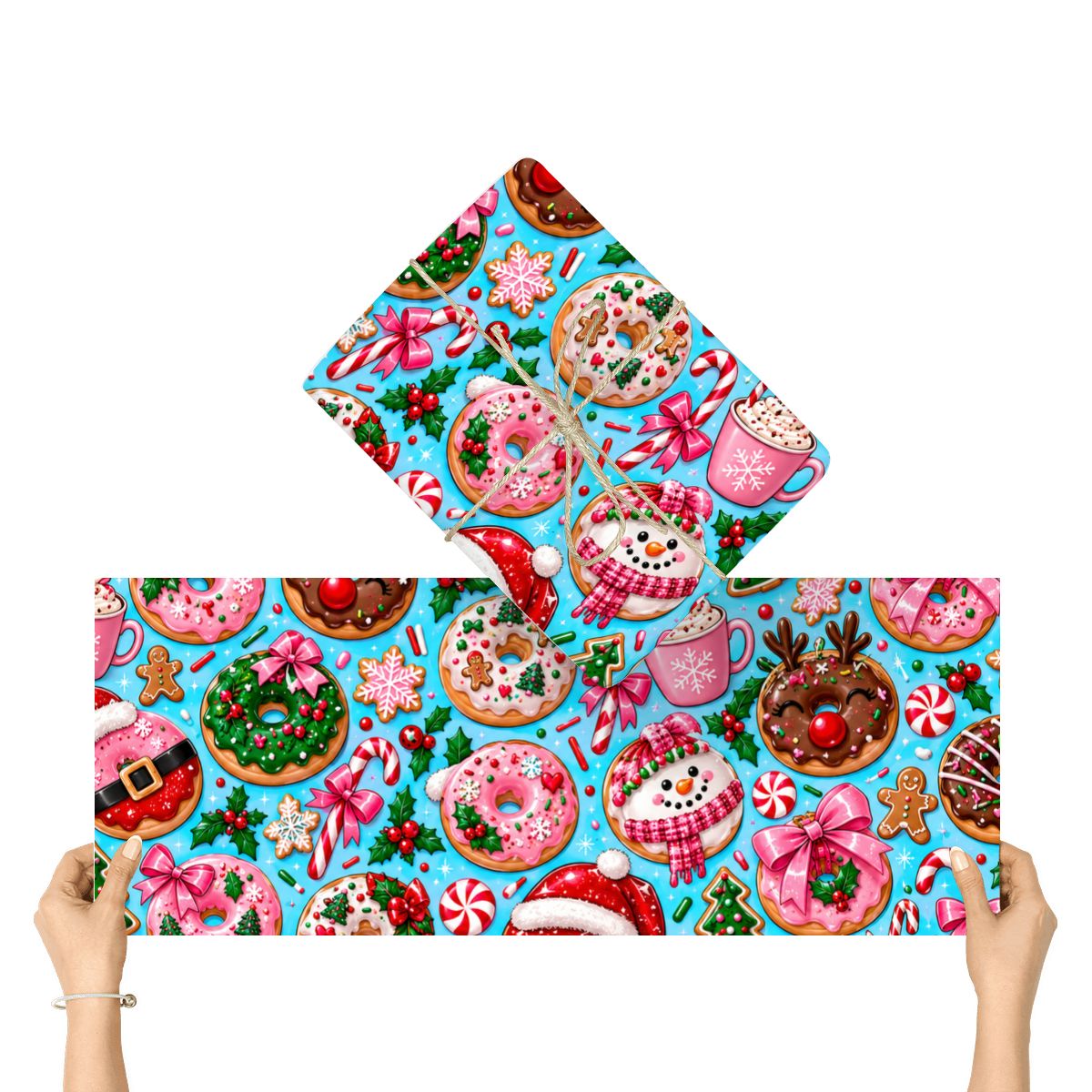 3Pack Gift Wrapping Paper Sheets christmas donut