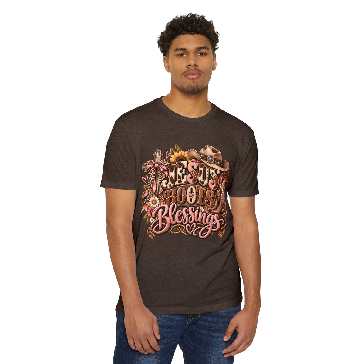 Jesus Boots & Blessings T-Shirt — Western Faith Cowboy Graphic Tee