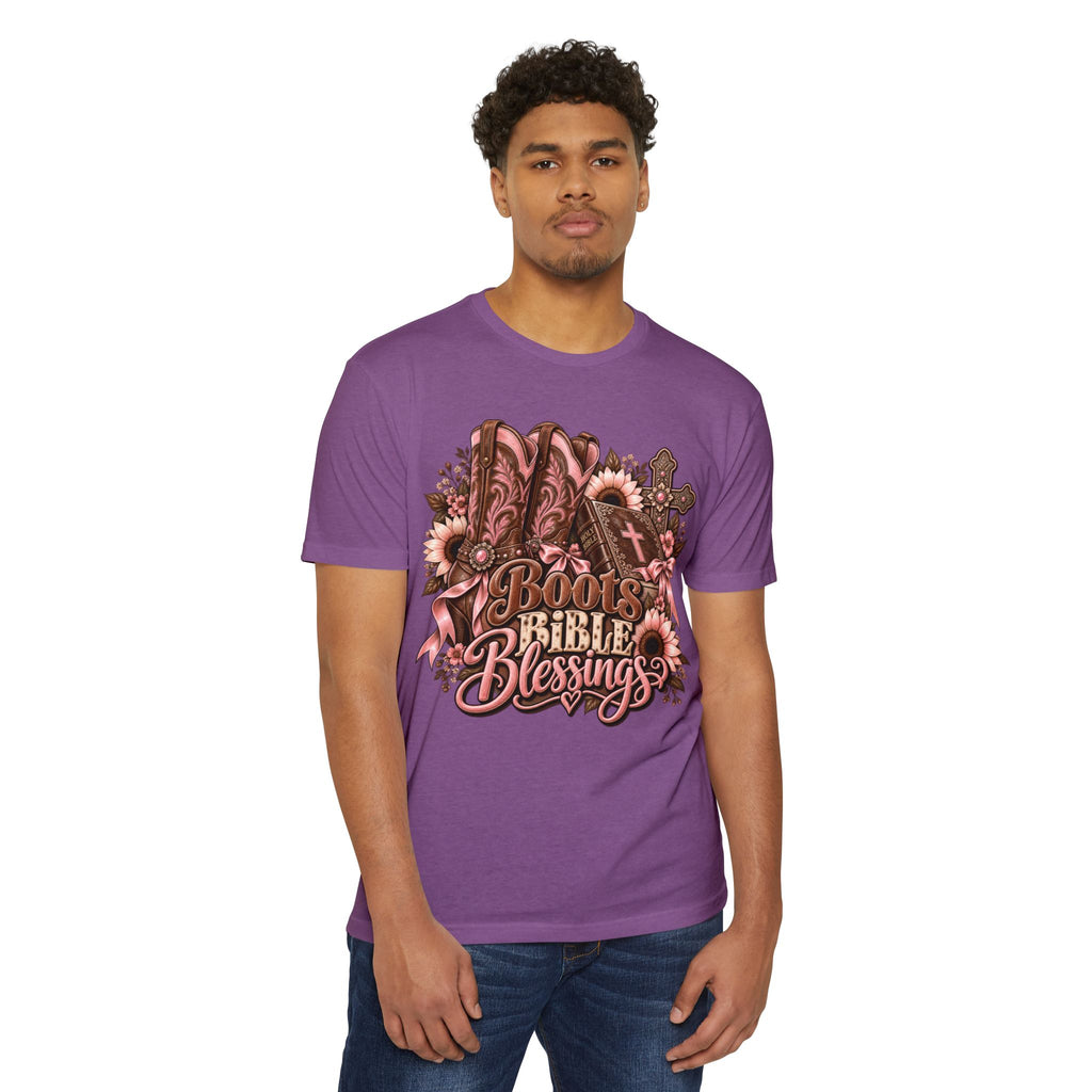 Boots Bible Blessings T-Shirt - Western Christian Faith Graphic Tee