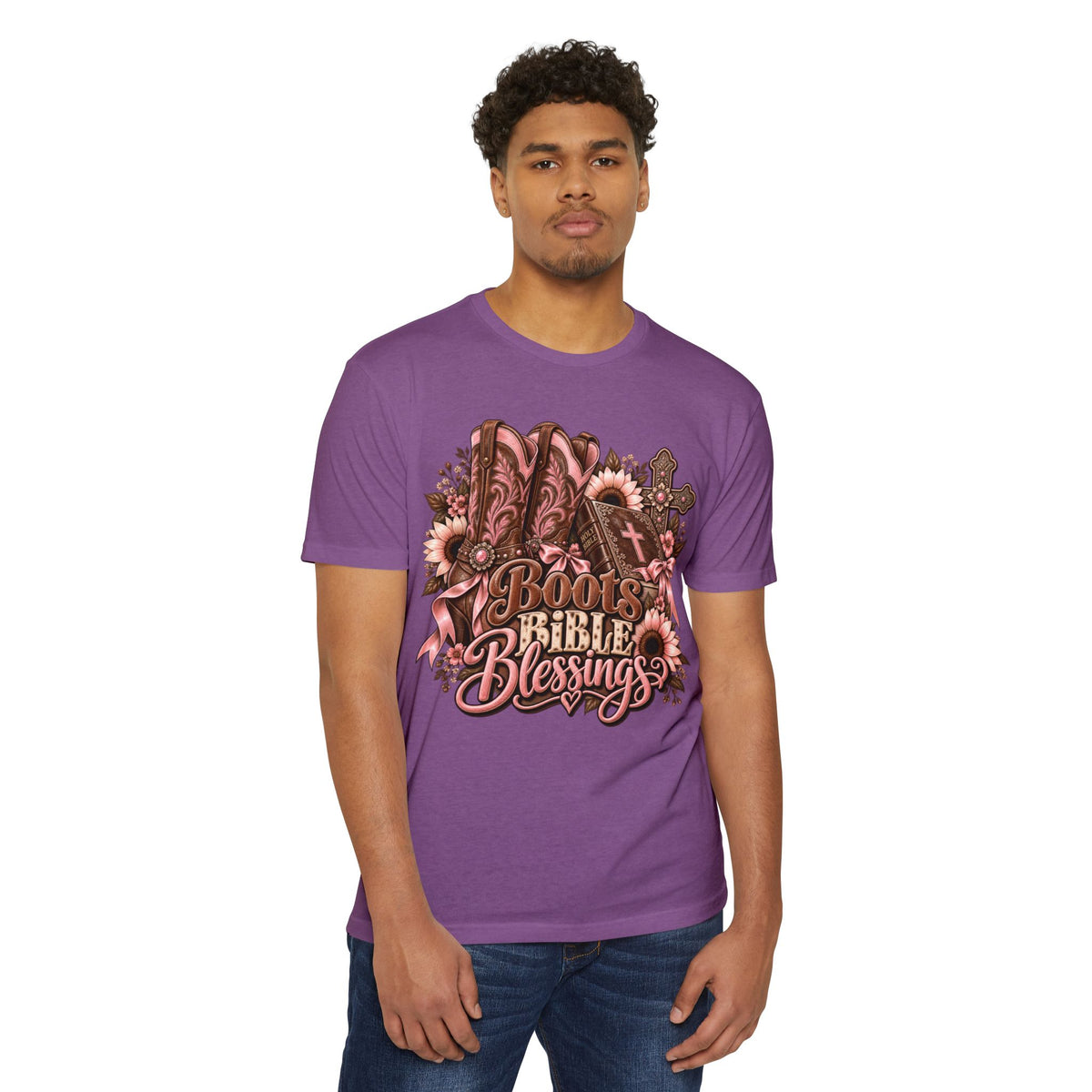 Boots Bible Blessings T-Shirt - Western Christian Faith Graphic Tee