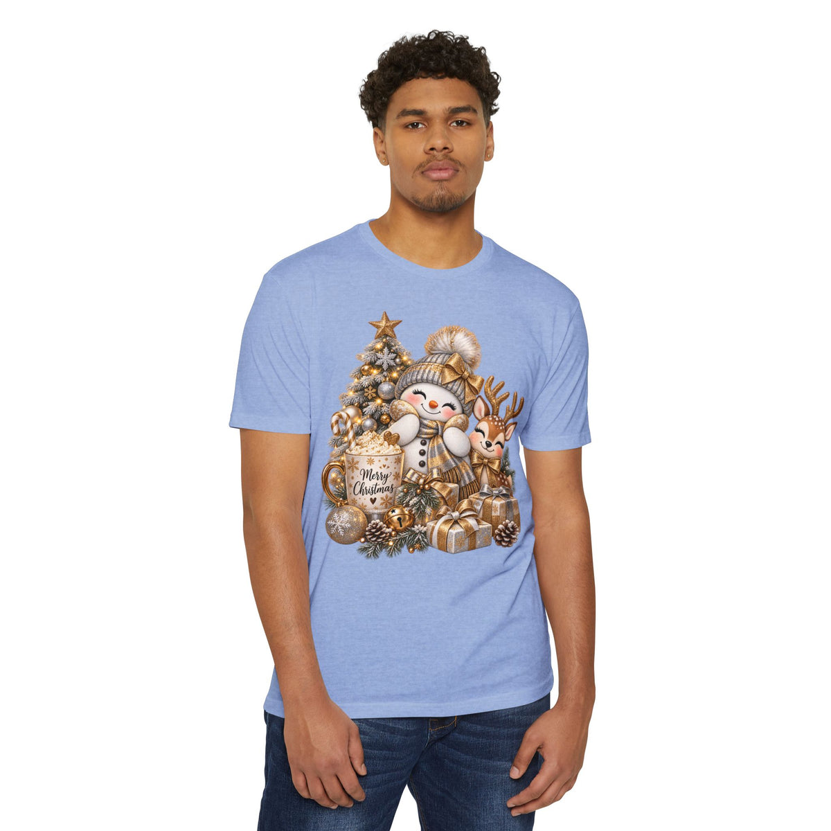 Christmas Snowman & Reindeer Tee — Merry Christmas Holiday T-Shirt