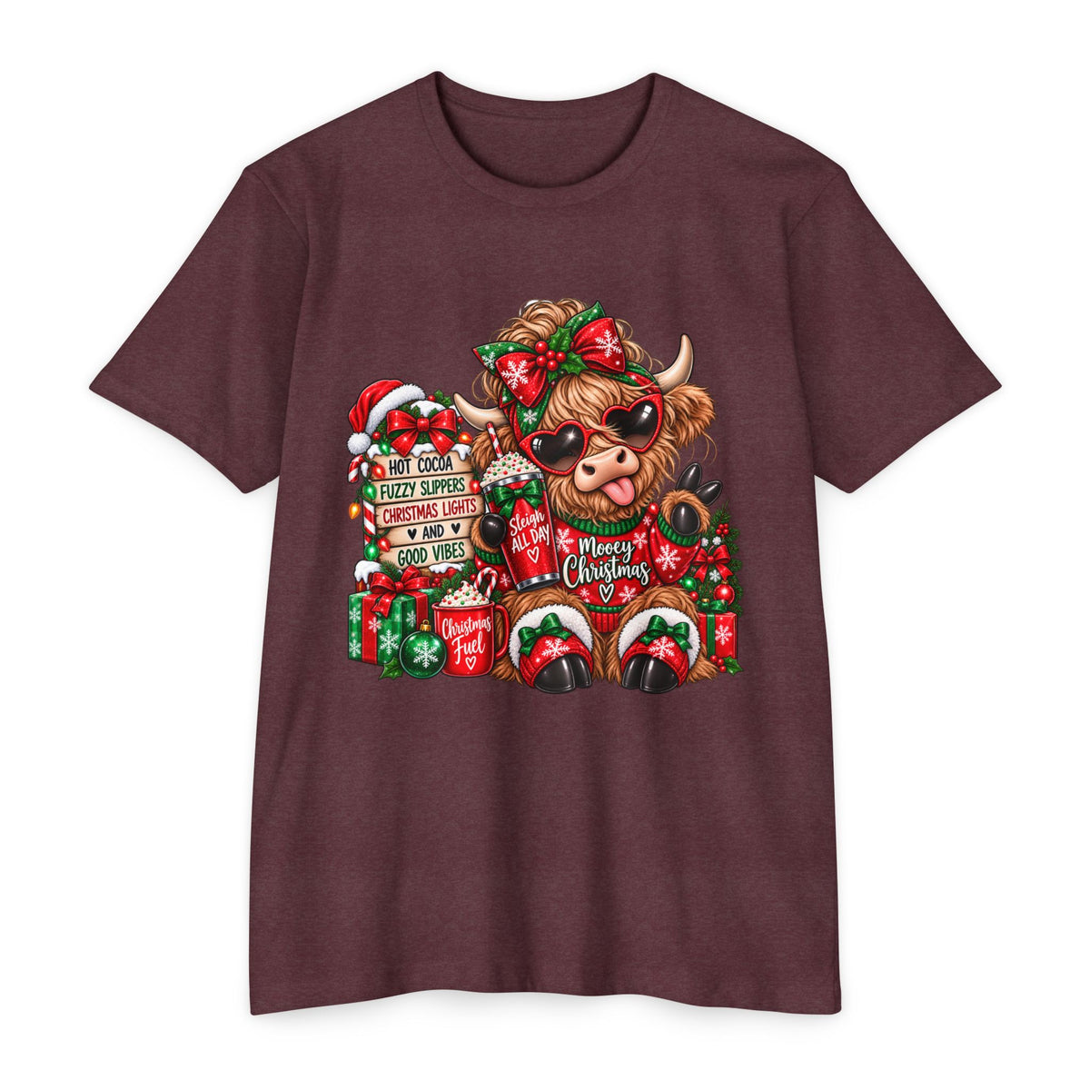 Highland Cow Christmas T-Shirt — Cute Festive 'Merry Christmas' Graphic Tee
