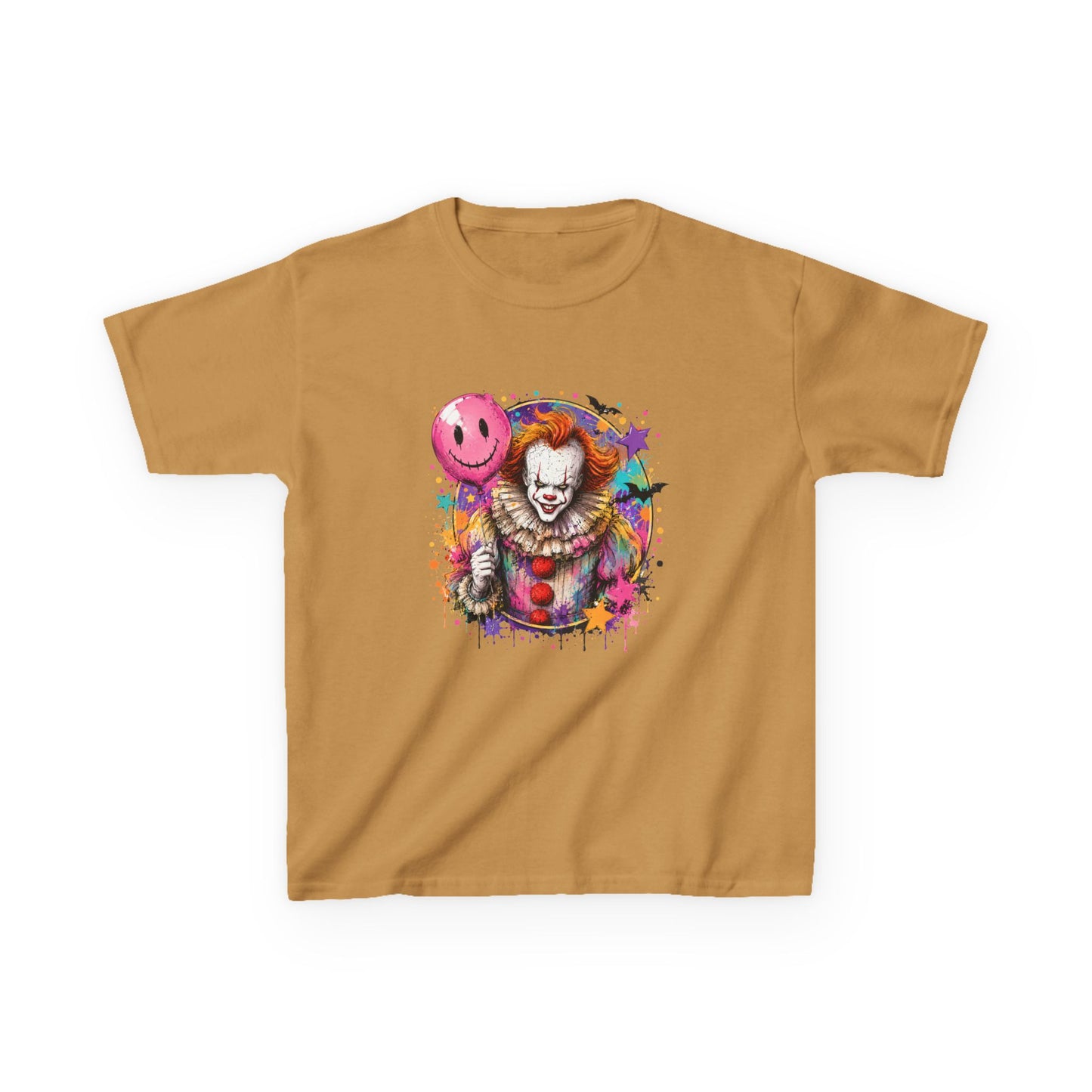 Kids Clown Horror T-Shirt — Colorful Scary Clown with Balloon Halloween Tee