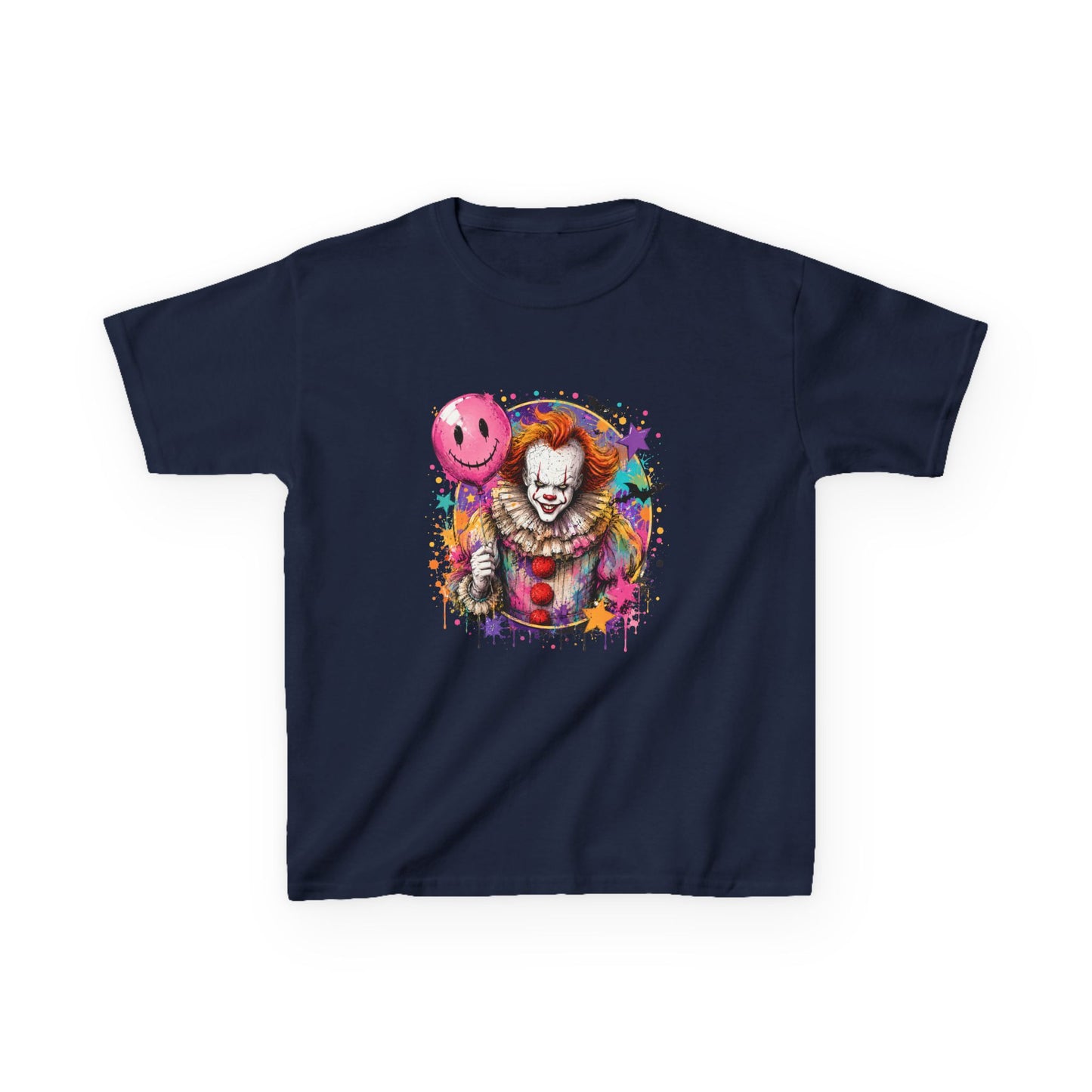 Kids Clown Horror T-Shirt — Colorful Scary Clown with Balloon Halloween Tee