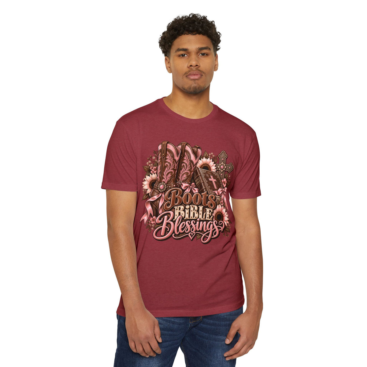Boots Bible Blessings T-Shirt - Western Christian Faith Graphic Tee