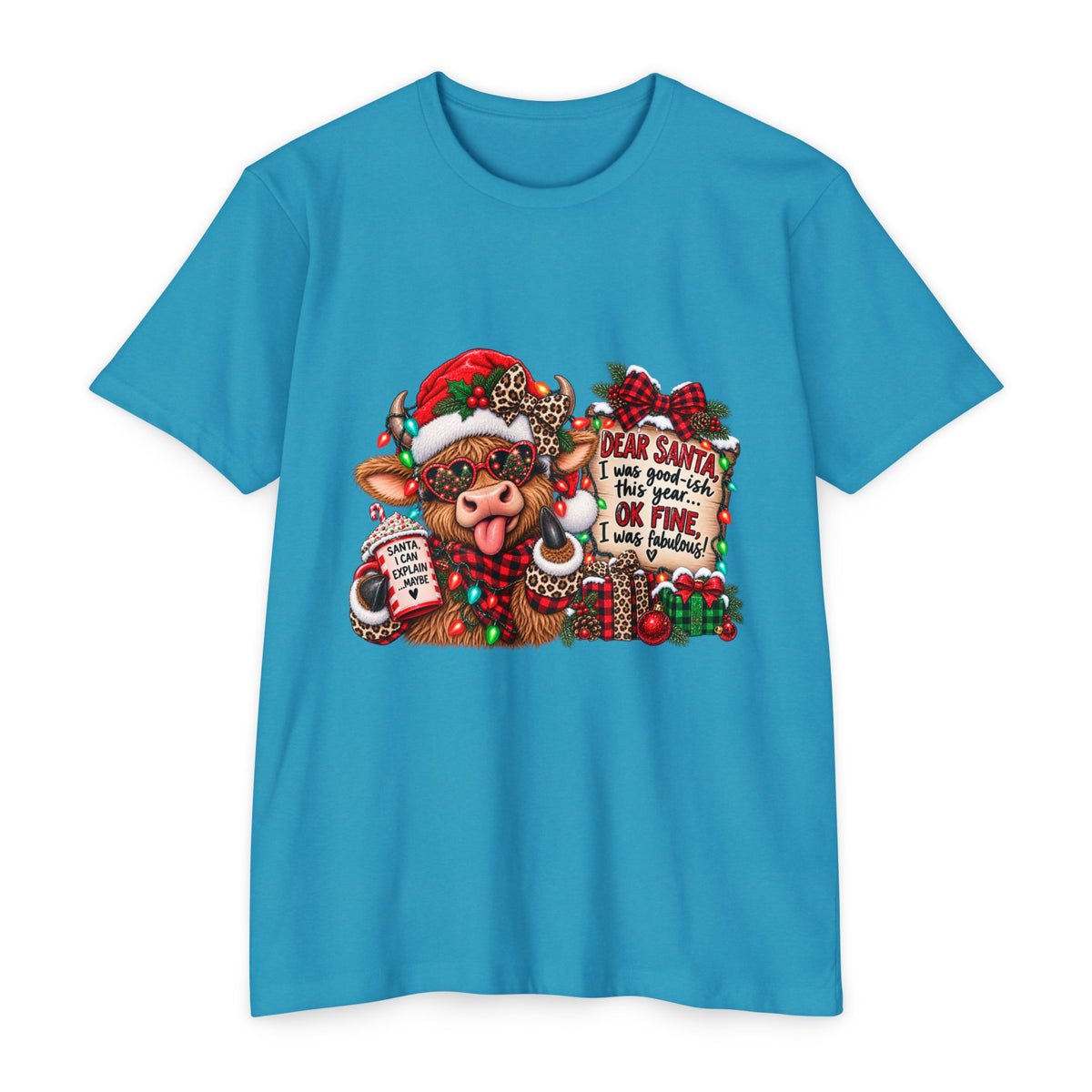 Christmas Cow T-Shirt — "Dear Santa I Was Good(ish)" Funny Holiday Tee