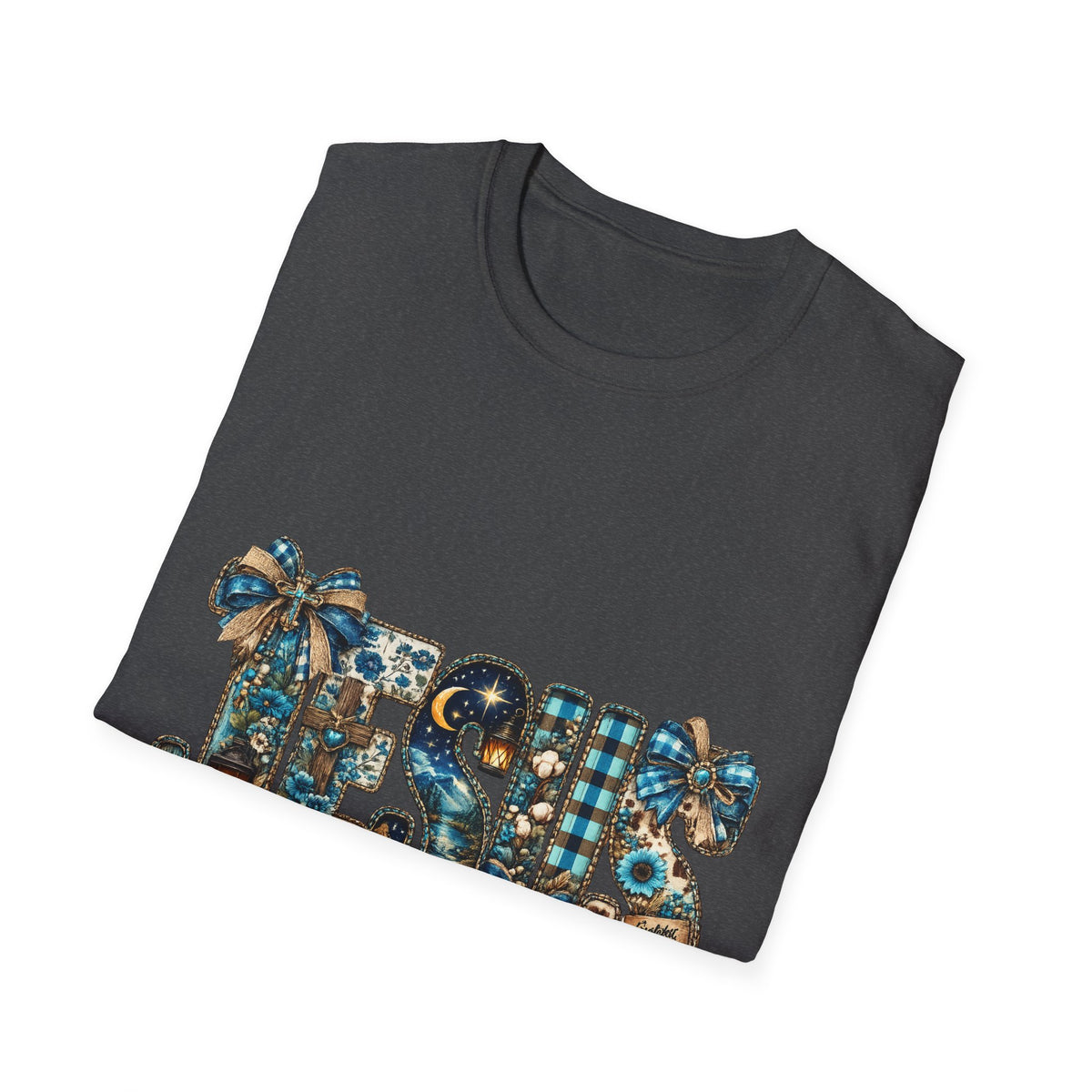 T-Shirt - 'TIS' Holiday Patchwork Design: Festive Vintage Ornaments & Plaid