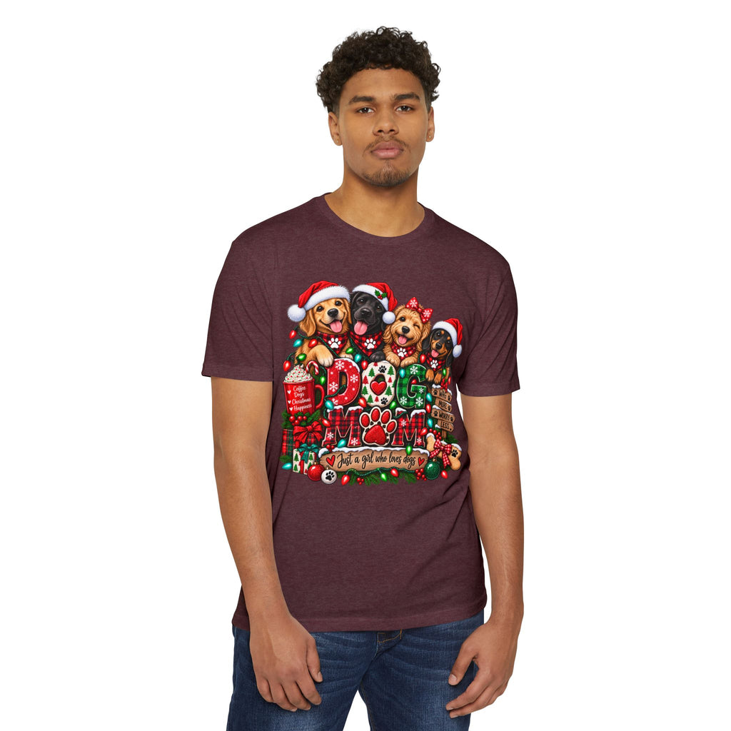 Christmas Dog Mom T-Shirt — Cute Puppies in Santa Hats Holiday Tee