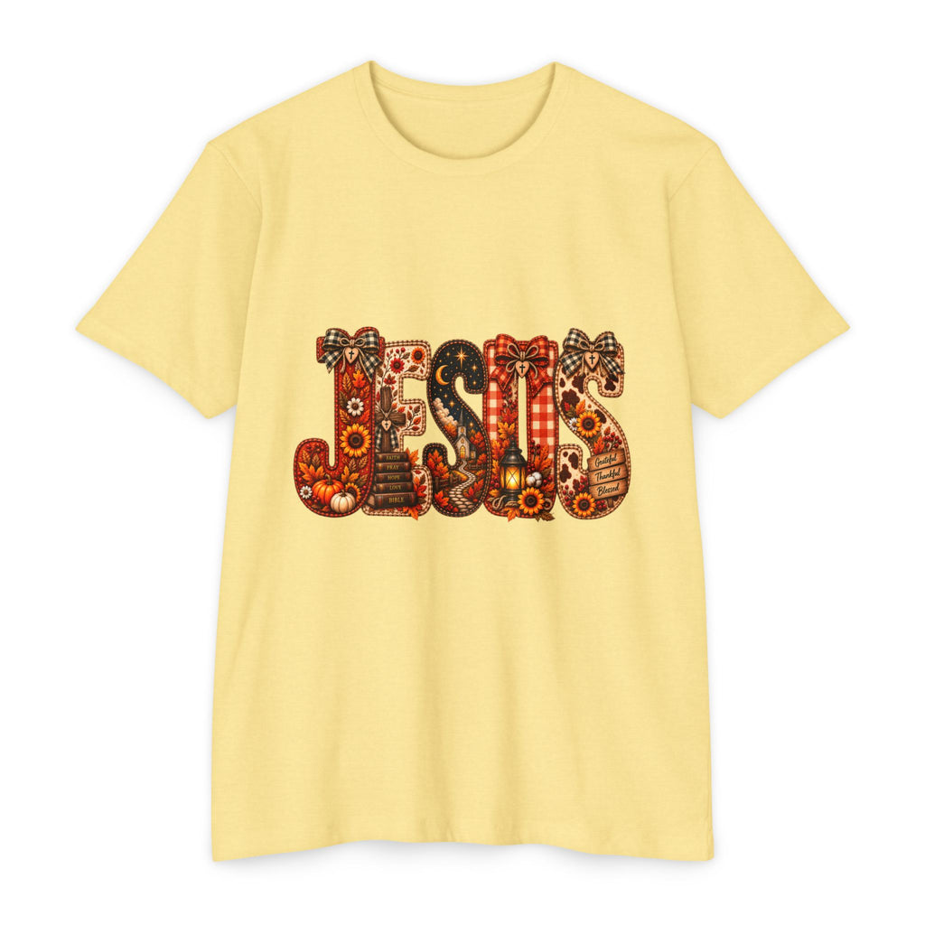 Jesus Floral Pattern T-Shirt — Vintage Boho Christian Tee