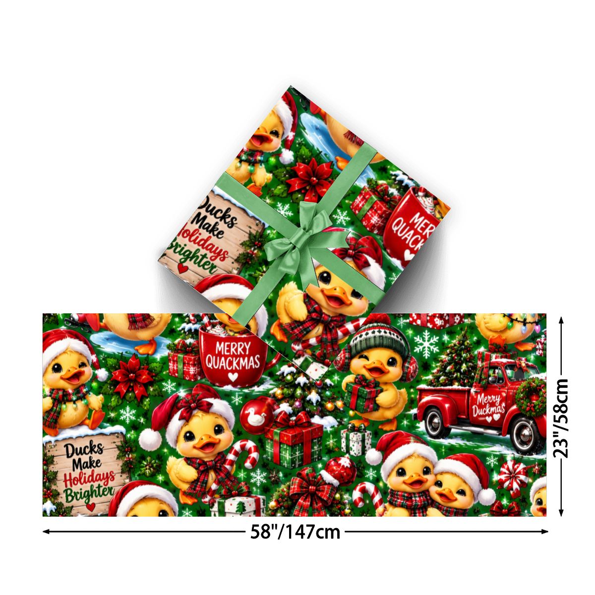 3Pack Gift Wrapping Paper Sheets xmas ducks