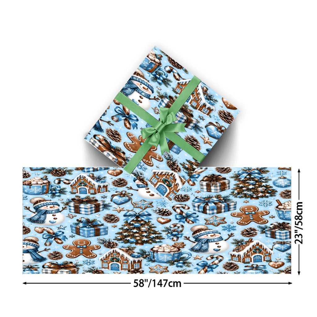 3Pack Gift Wrapping Paper Sheets snowmen and trees