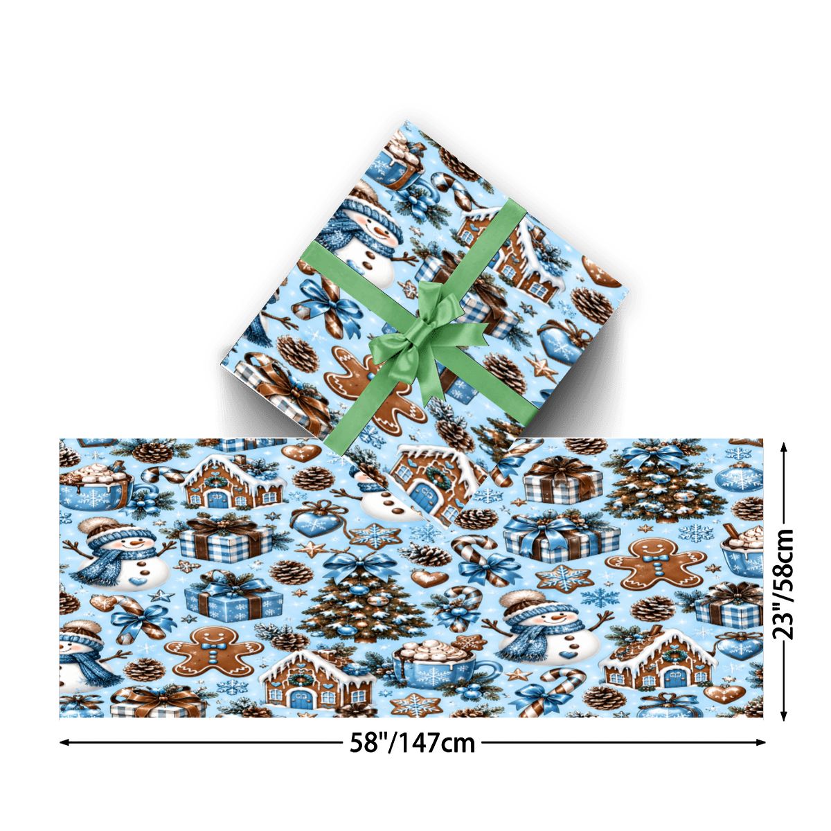3Pack Gift Wrapping Paper Sheets snowmen and trees