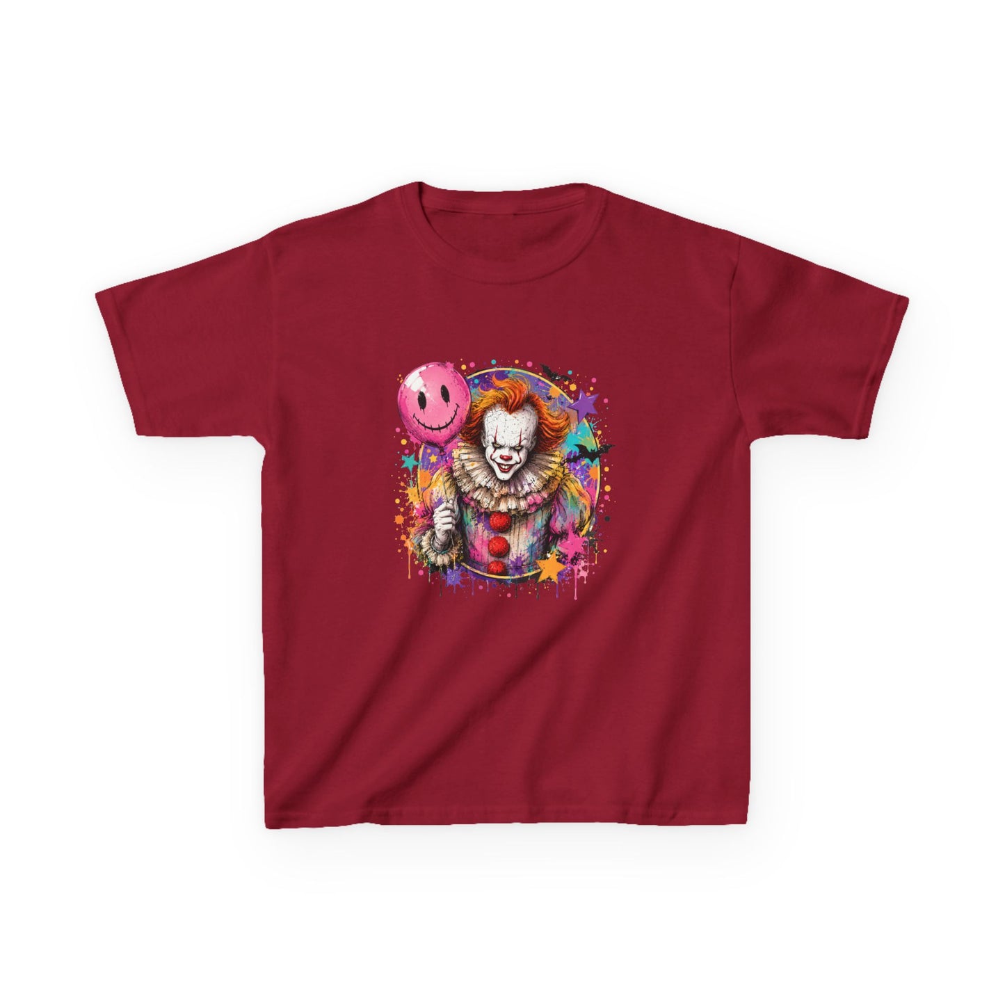 Kids Clown Horror T-Shirt — Colorful Scary Clown with Balloon Halloween Tee