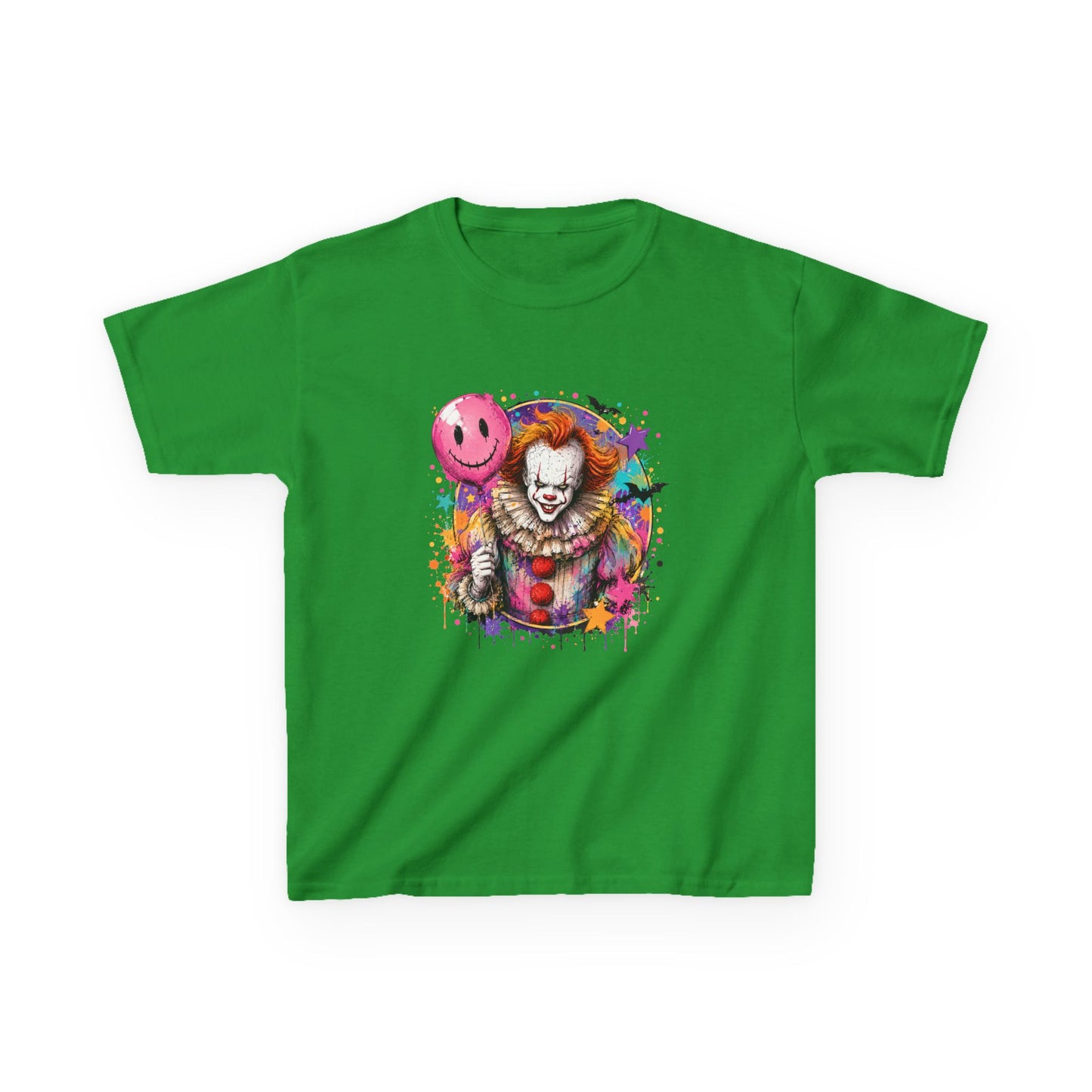 Kids Clown Horror T-Shirt — Colorful Scary Clown with Balloon Halloween Tee