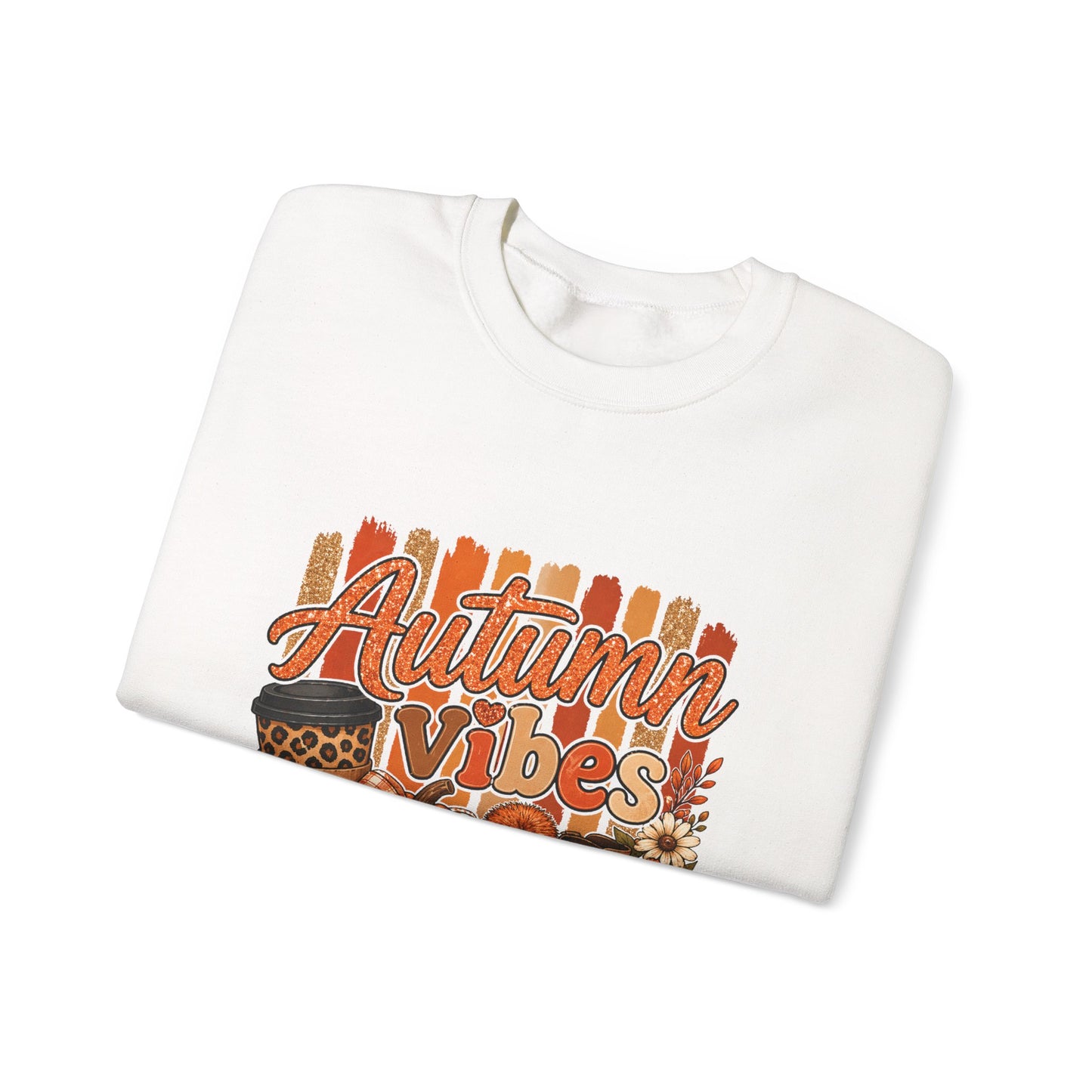 Autumn Vibes Sweatshirt — Cozy Fall Pumpkin & Plaid Graphic Crewneck