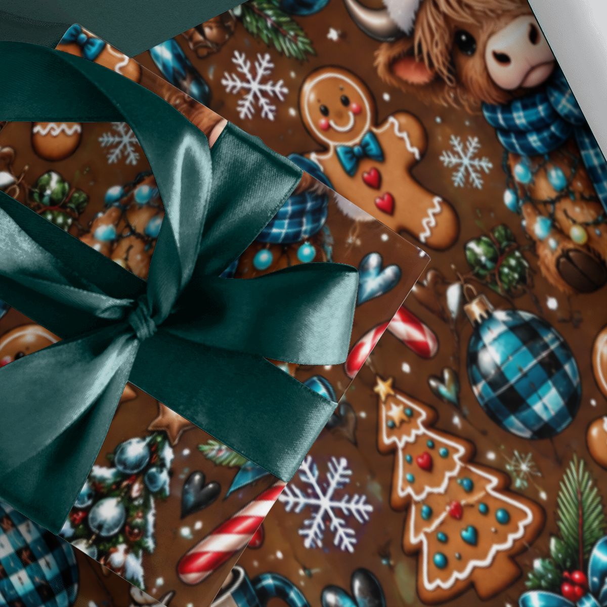 3Pack Gift Wrapping Paper Sheets cows and hot choclate wallpaper