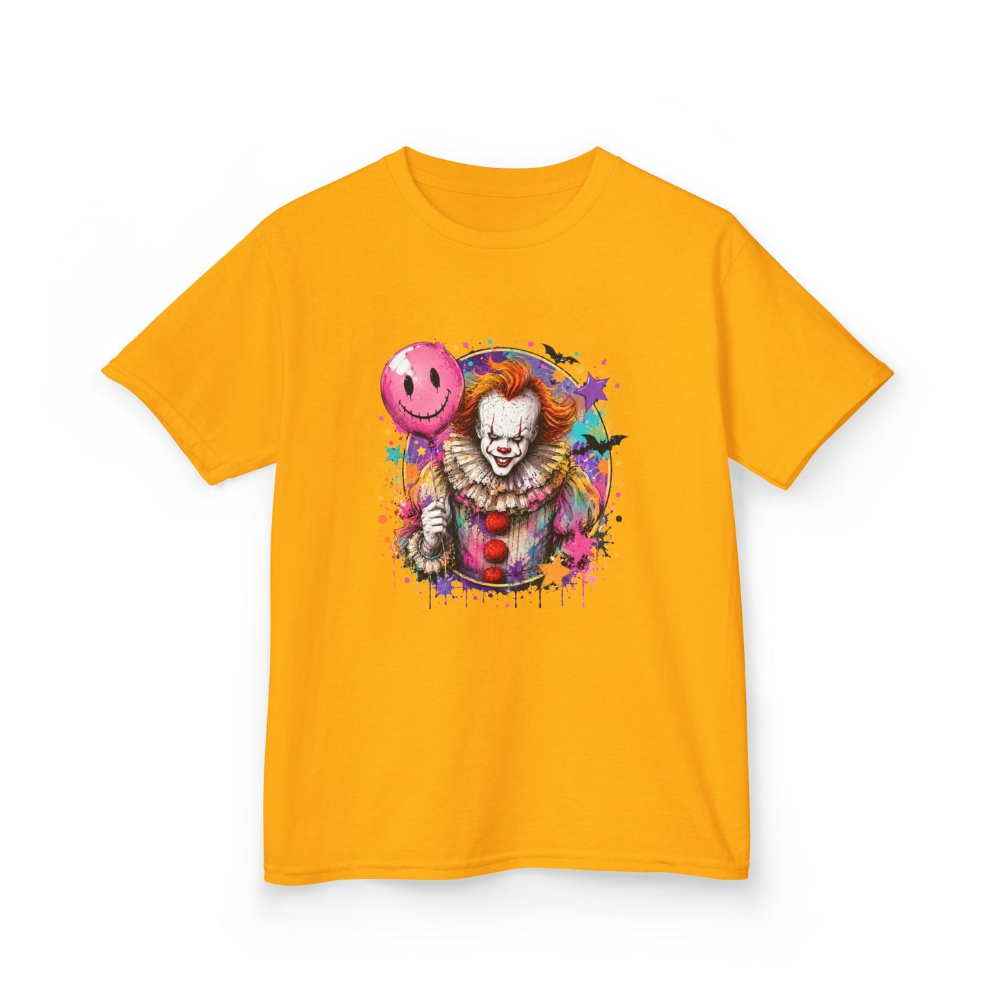 Kids Clown Horror T-Shirt — Colorful Scary Clown with Balloon Halloween Tee