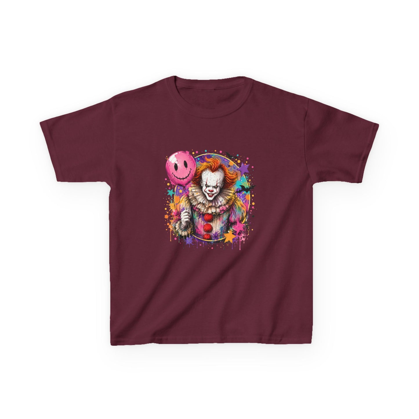 Kids Clown Horror T-Shirt — Colorful Scary Clown with Balloon Halloween Tee