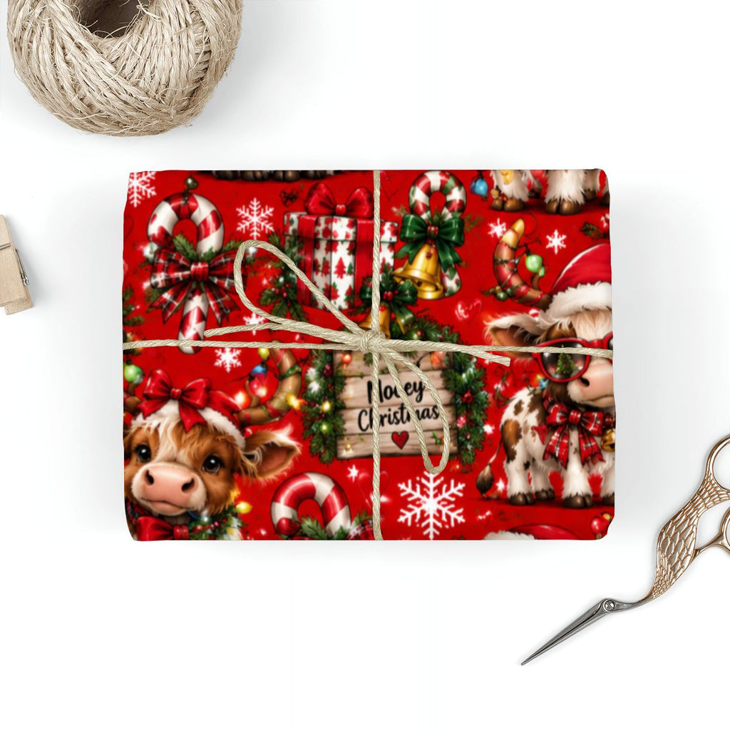3Pack Gift Wrapping Paper Sheets christmas cows
