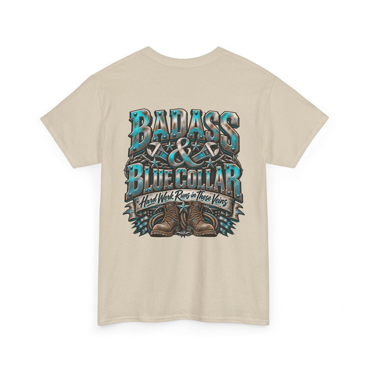 Badass Blue Collar Tee — 'Badass & Blue Collar' Workwear Graphic T‑Shirt