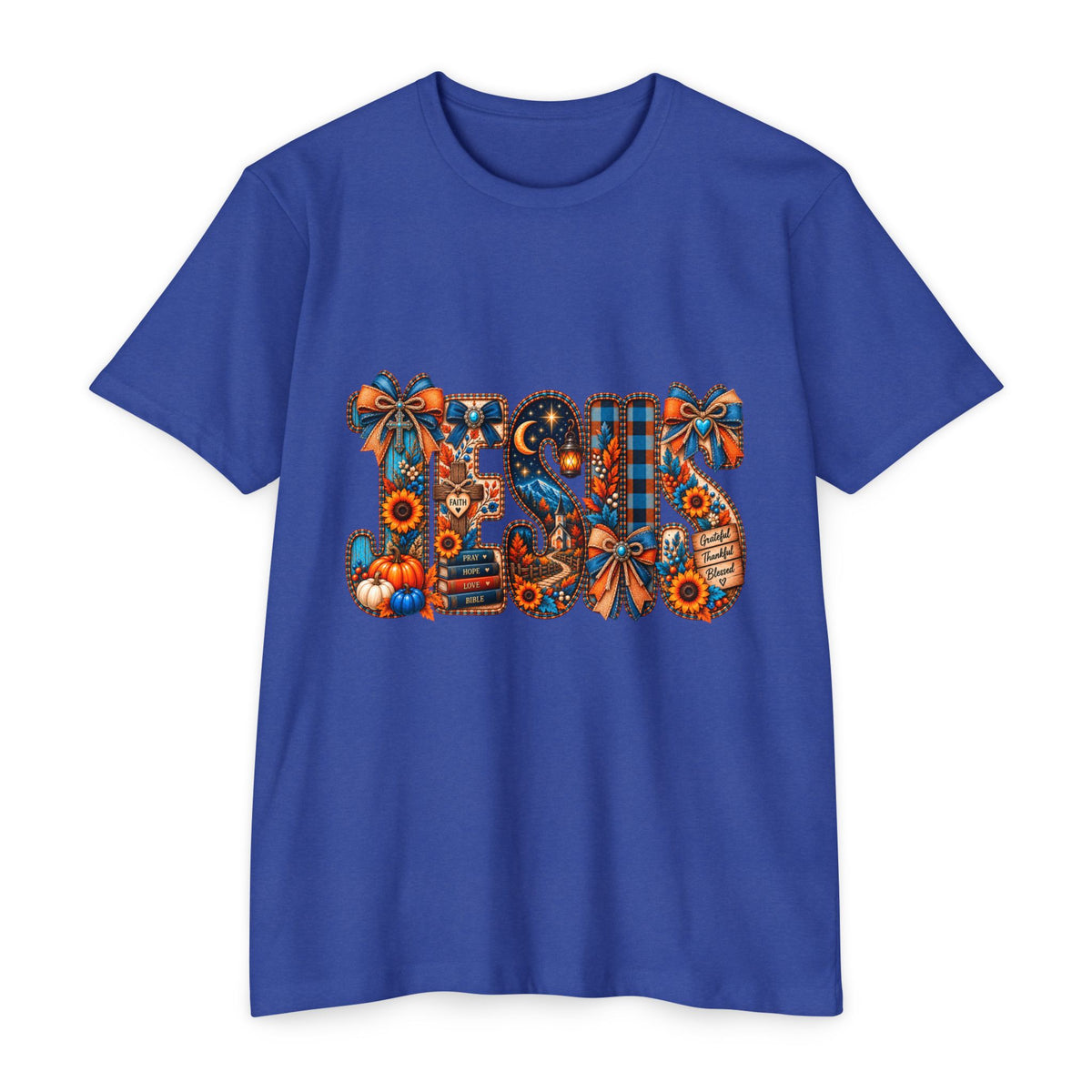 Autumn Blessings T-Shirt — Fall Plaid Pumpkins & Sunflowers Graphic